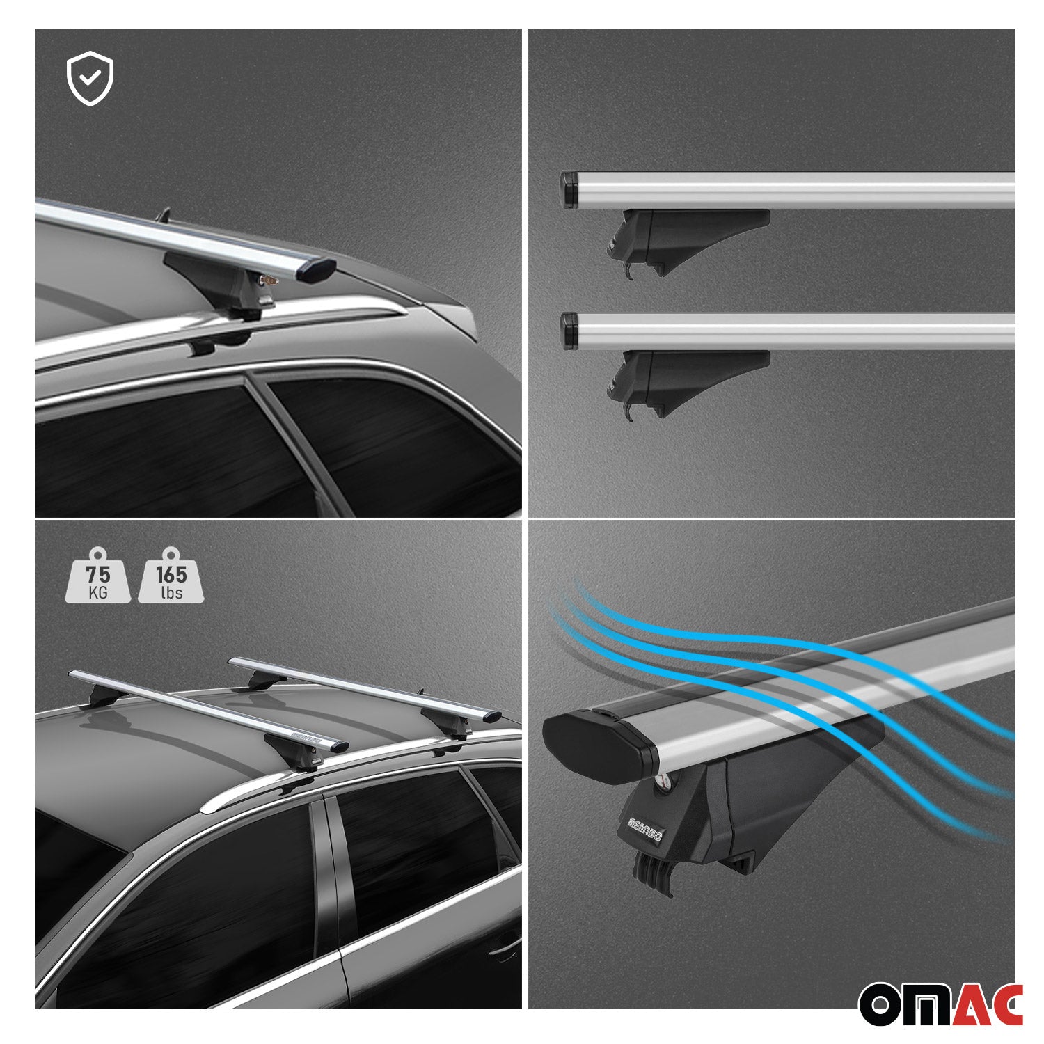 2019-2025 Audi Q3 2.gen Roof Rack Cross Bars Silver