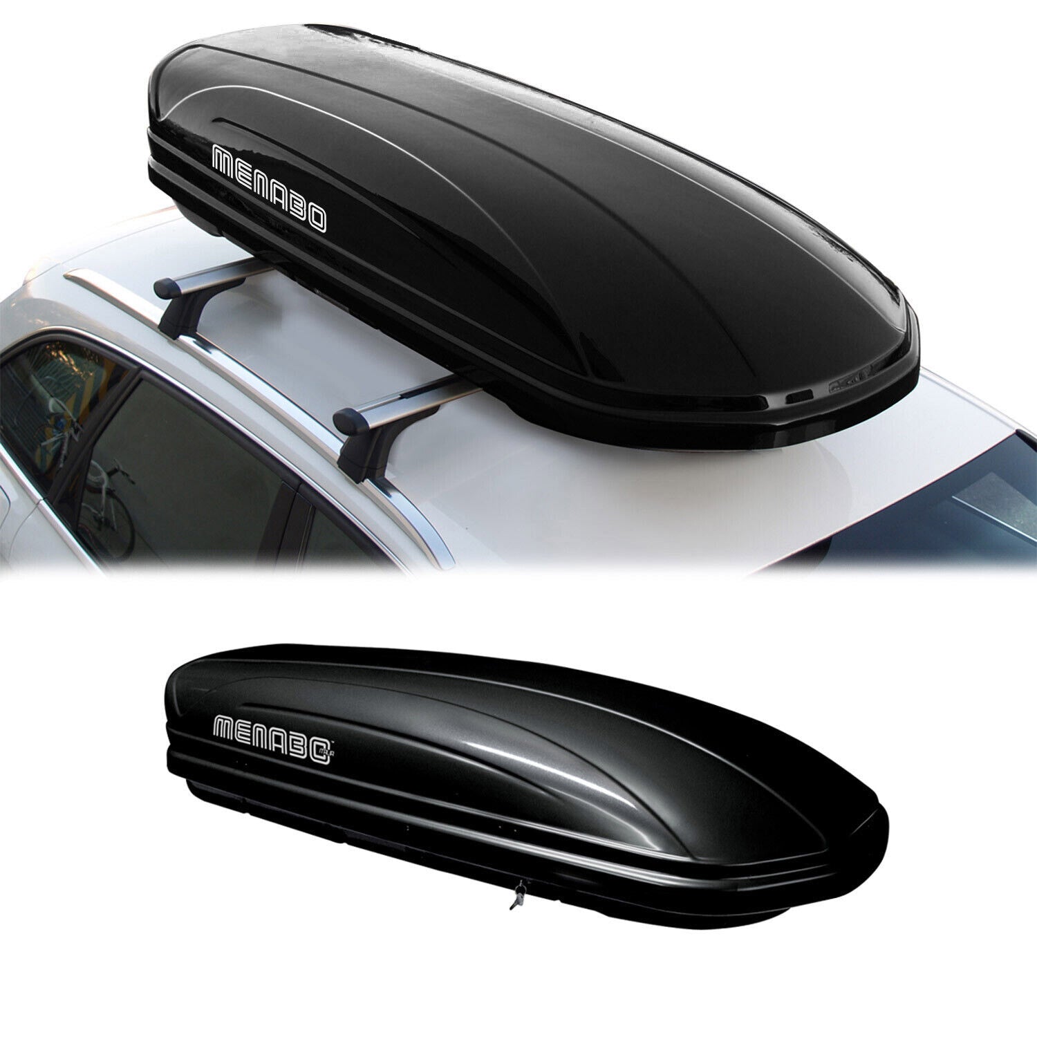 MENABO Car Roof Box Rooftop Cargo Carrier 14 Cubic Storage Box Black Universal