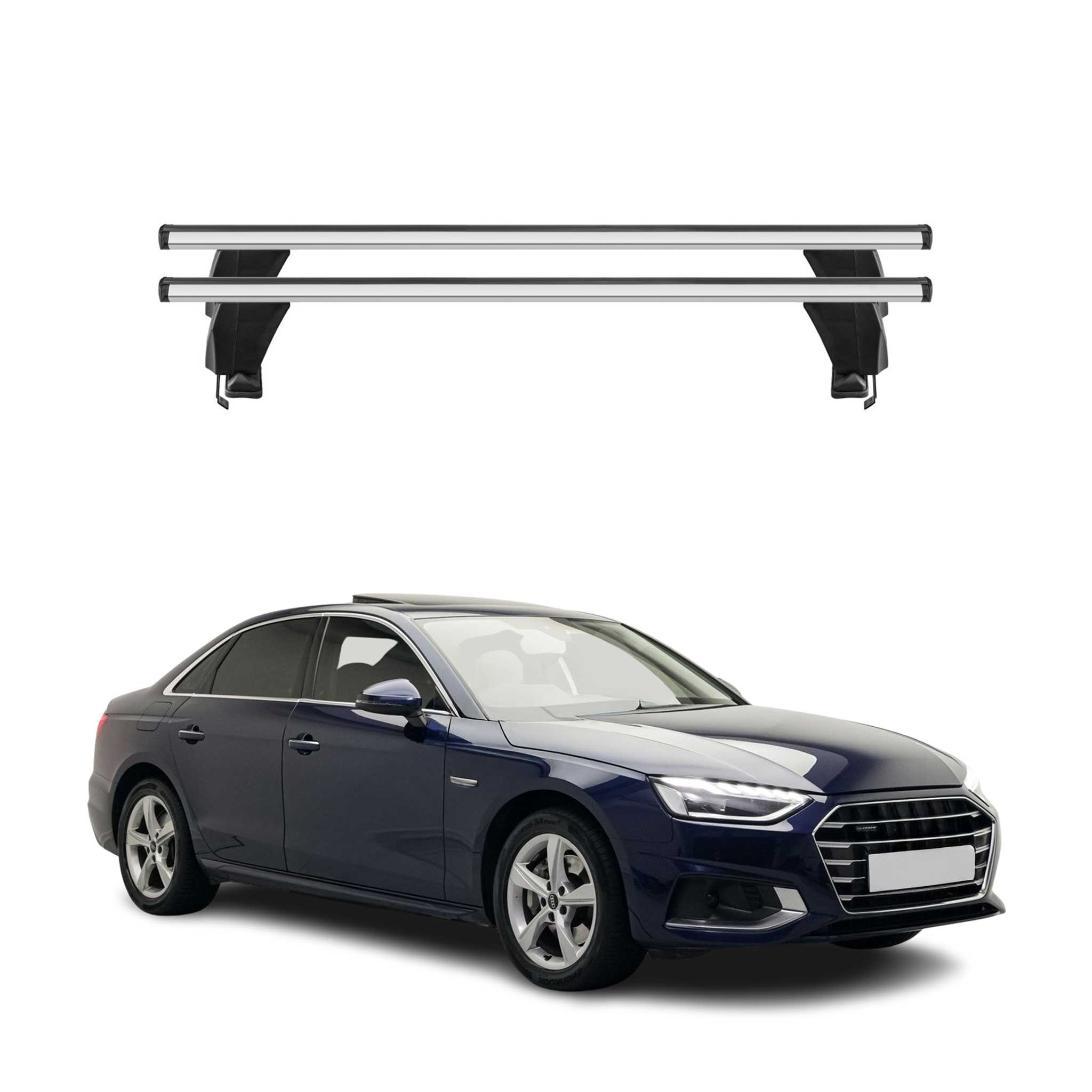 Top Roof Racks Cross Bars fits Audi A4 B9 Sedan 2020-2026 FL 2Pcs Gray Aluminium