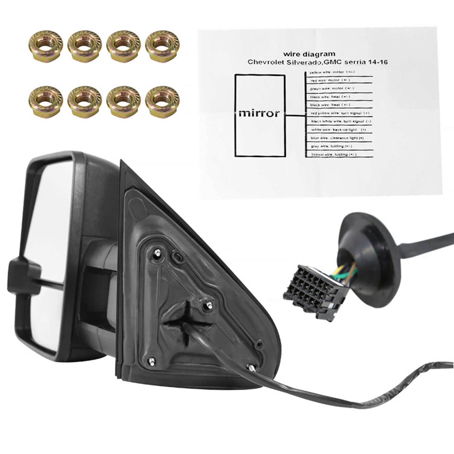 2014-2018 Chevy Silverado/ Sierra Folding Heated & Manual Towing Mirrors Black