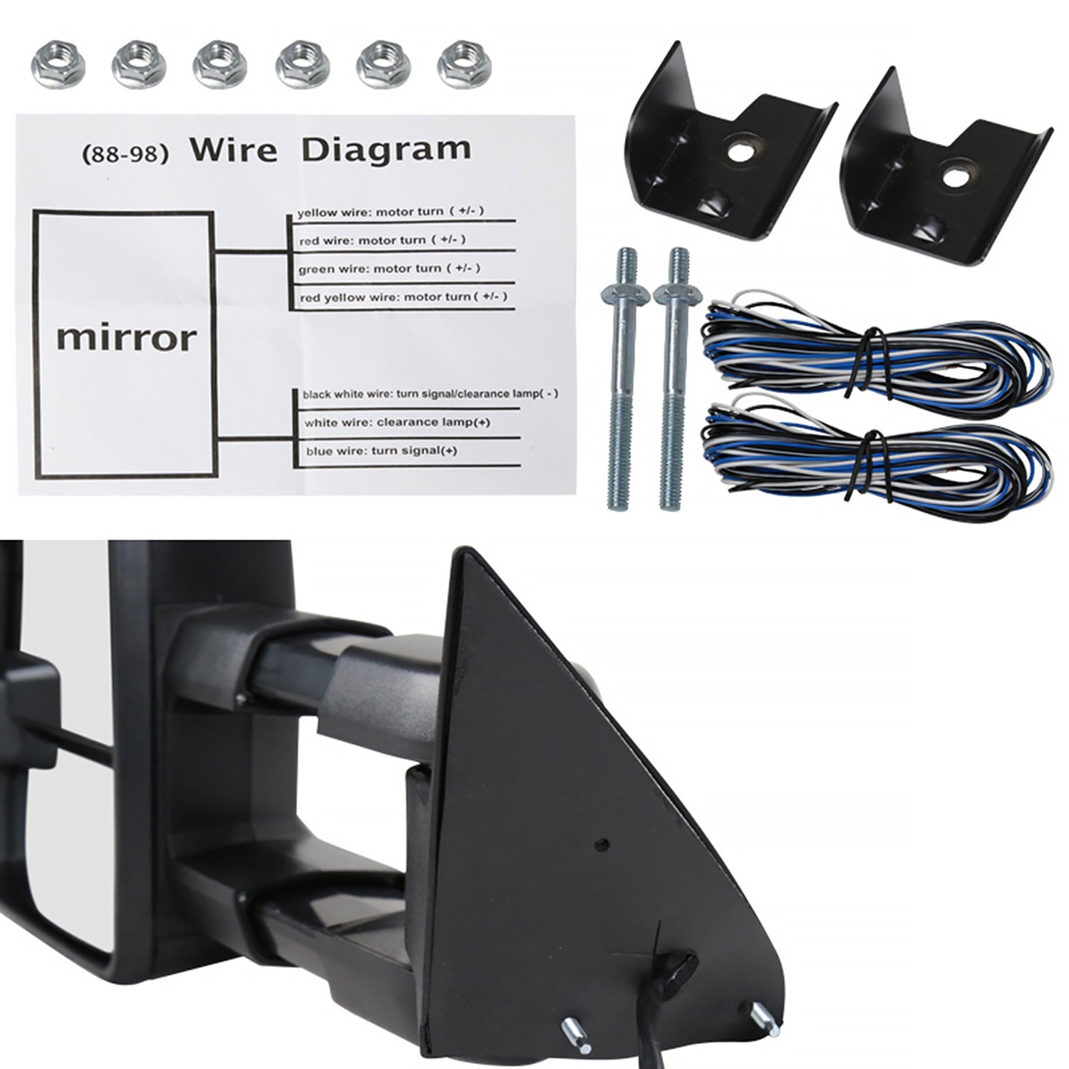 1988-2000 Chevy C/K Tahoe Yukon/Suburban Heated Towing Mirrors LED Turn Signal