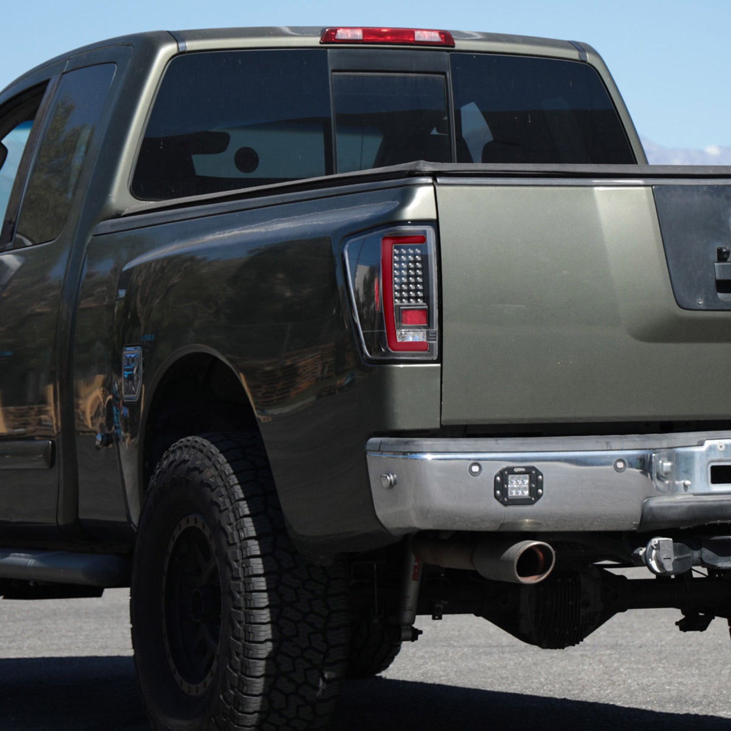2004-2015 Nissan Titan LED Tail Lights with Red LED Tube Matte Black/Clear