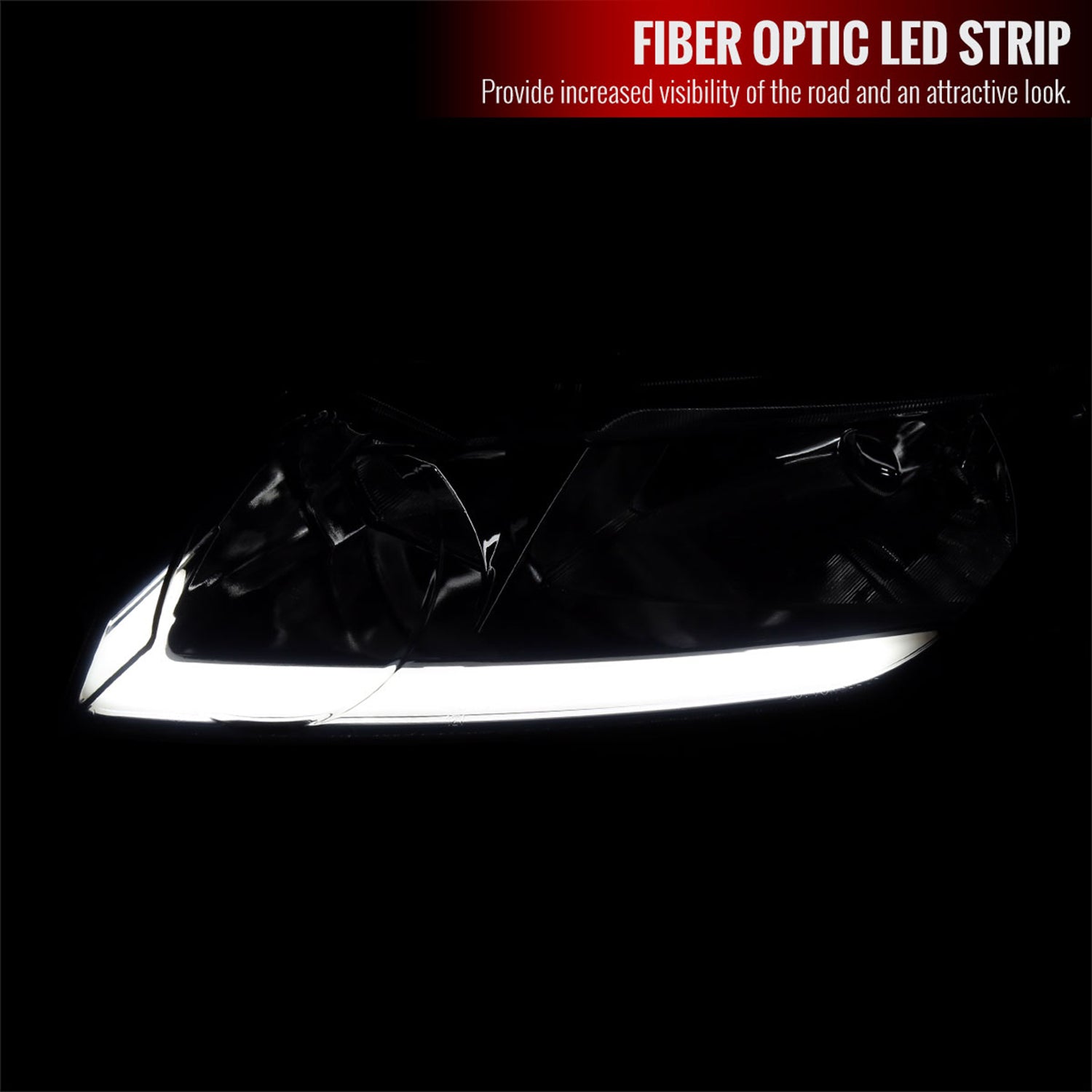 2006-2011 Honda Civic 4DR Sedan Factory Headlights w/LED Strip Chrome/Smoke