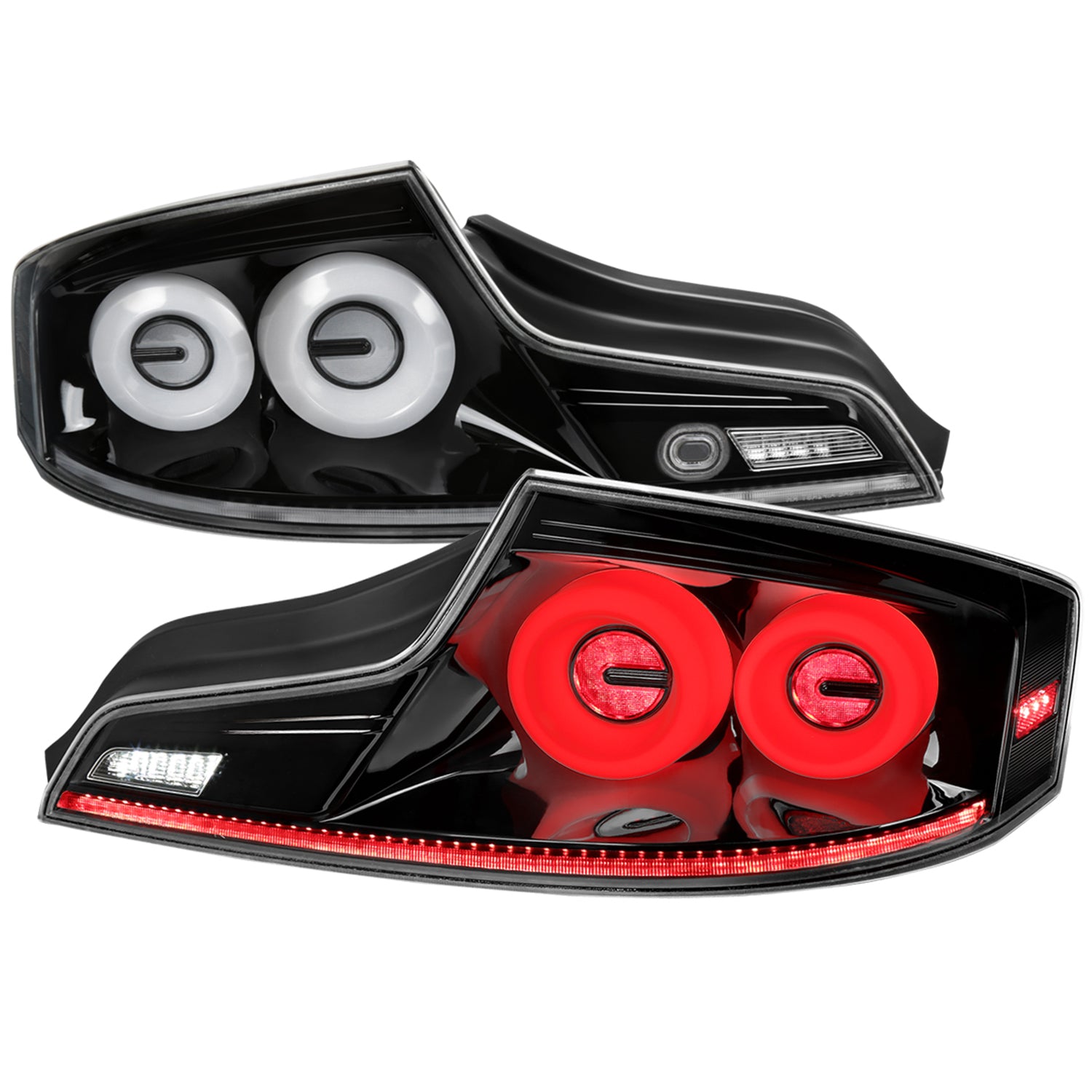 2003-2007 Infiniti G35 Coupe White LED Halo Signal Tail Lights Glossy Black