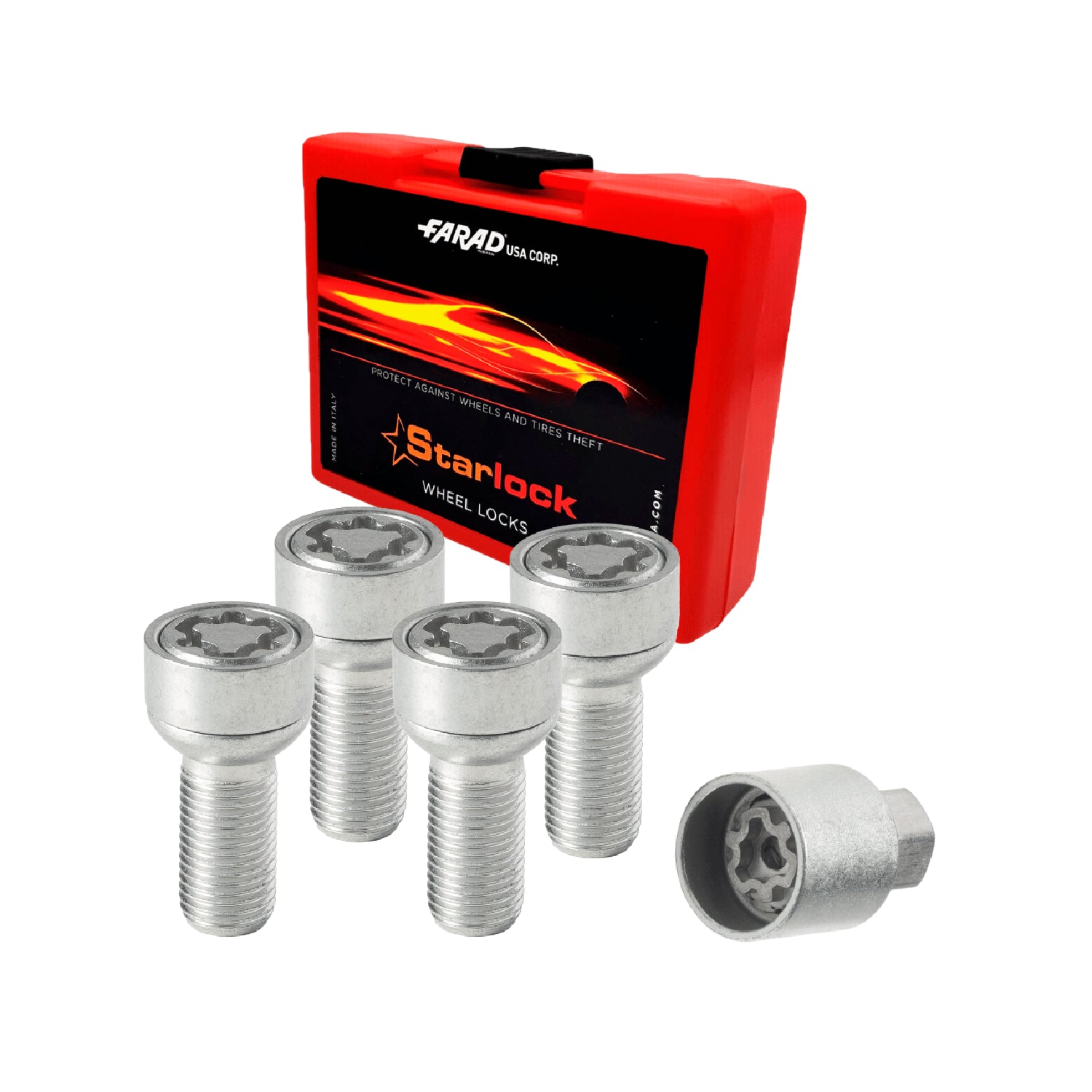 Wheel Lock Kit for Audi A6 A7 A8 Q4 E-Tron R8 TT M14X1,5 Silver 4Locks & 1Key