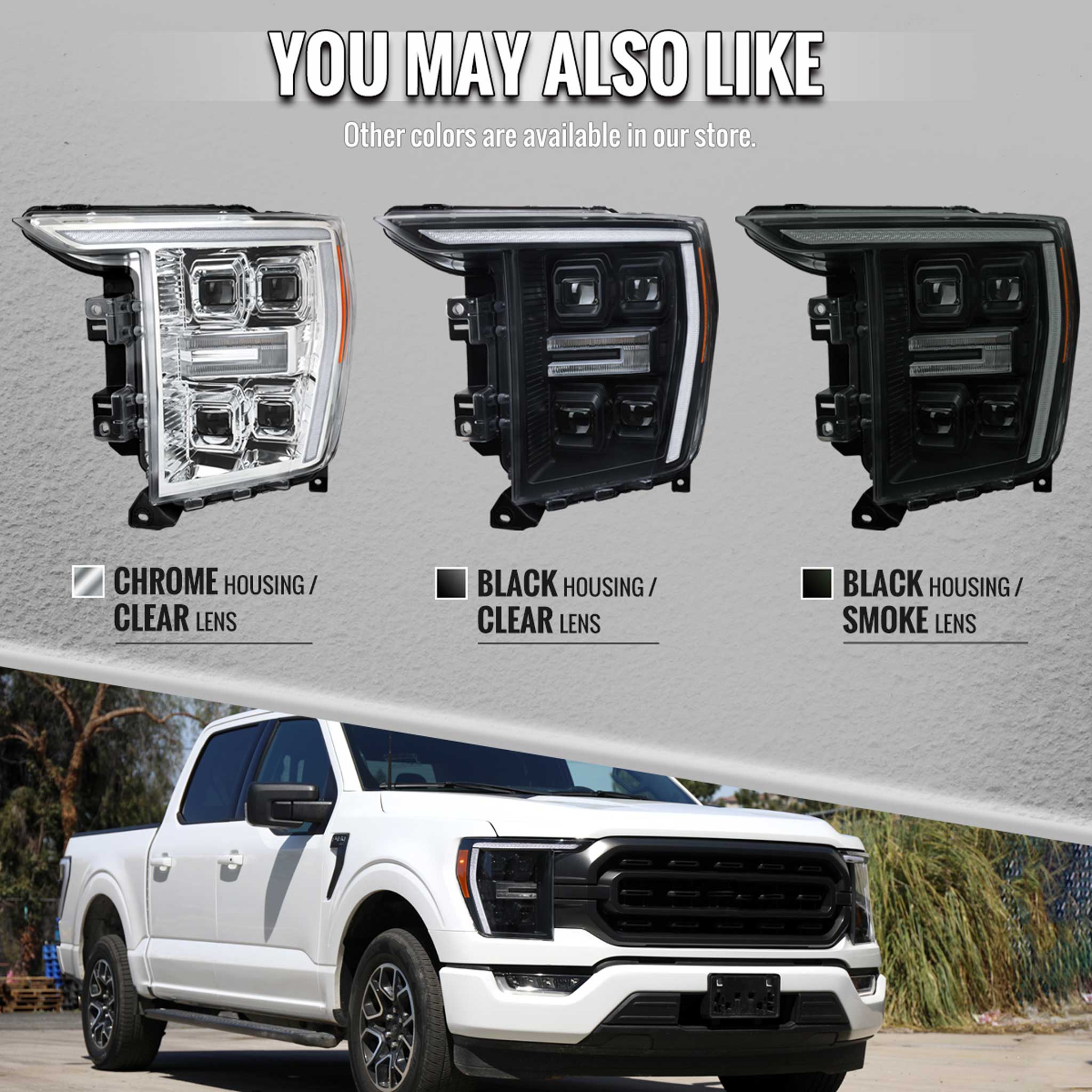 For Ford F-150 2021-2023 Full LED Headlights Sequential DRL Chrome Housing Clear Lens Factory Fit