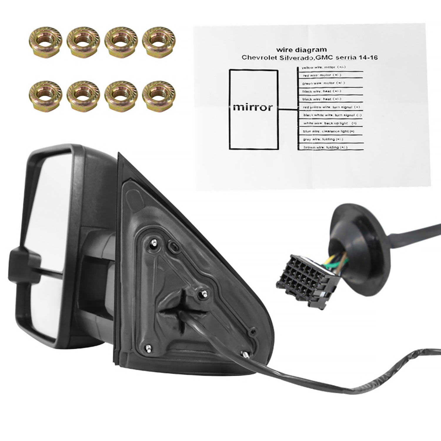 2014-2018 Chevy Silverado/ Sierra Folding Heated & Manual Towing Mirrors Smoke