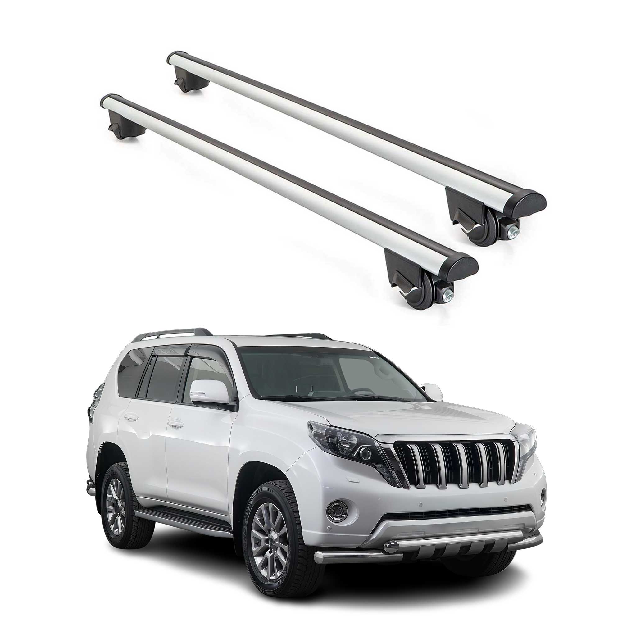1998-2007 Toyota Land Cruiser Roof Rack Cross Bars Silver