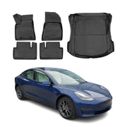 2017-2026 Tesla Model 3 Floor Mats & Cargo Liner Full Set Black