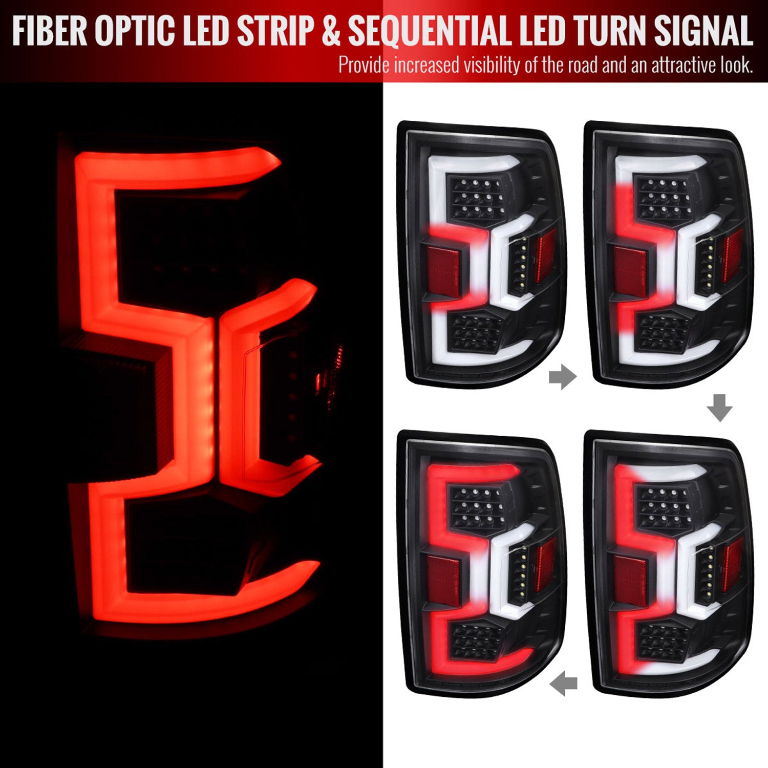 2019-2024 Dodge RAM 2500/3500 LED Signal Tail Lights Matt Black/Clear