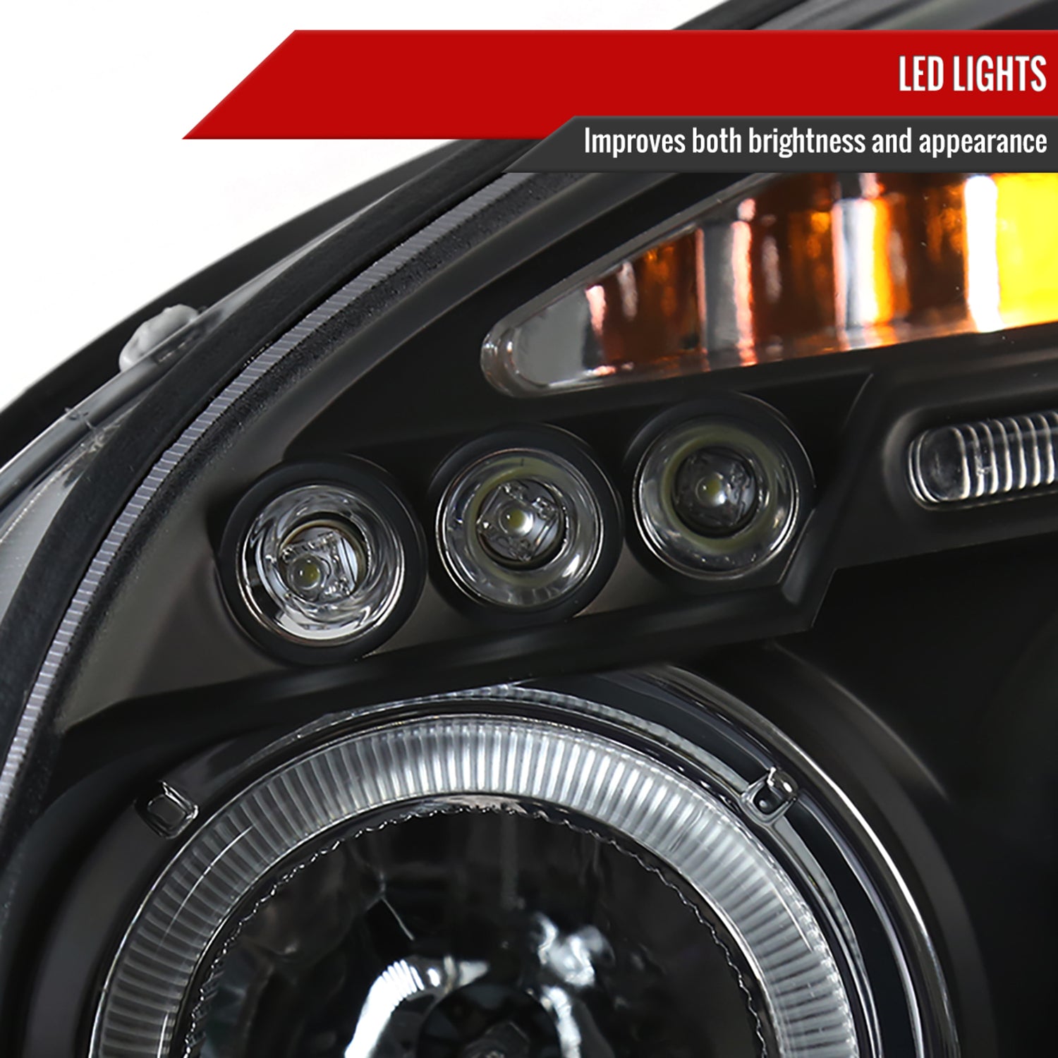2005-2009 Hyundai Tucson Single Halo Projector Headlights Matte Black/Clear