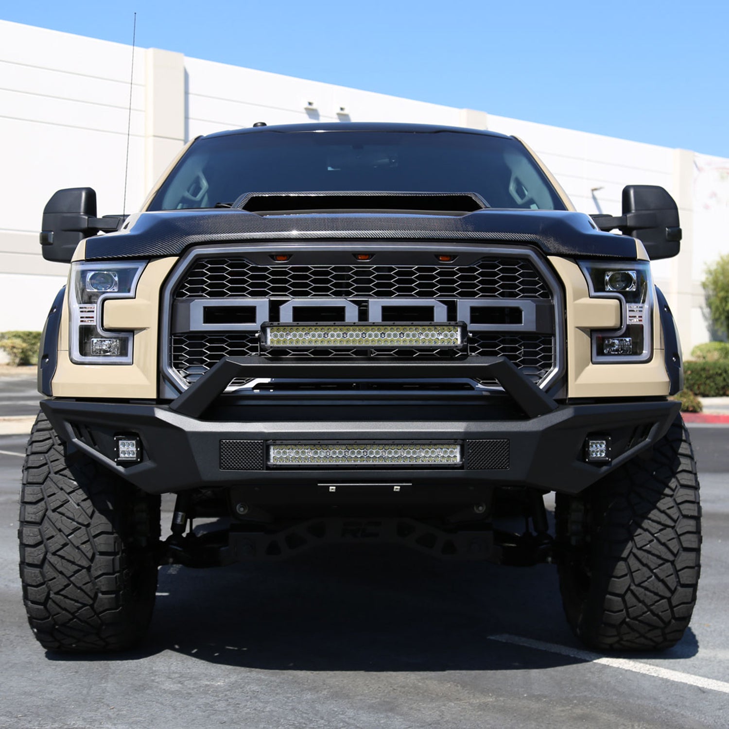 2015-2017 Ford F-150 LED Bar Projector Headlights Matte Black/Clear Lens