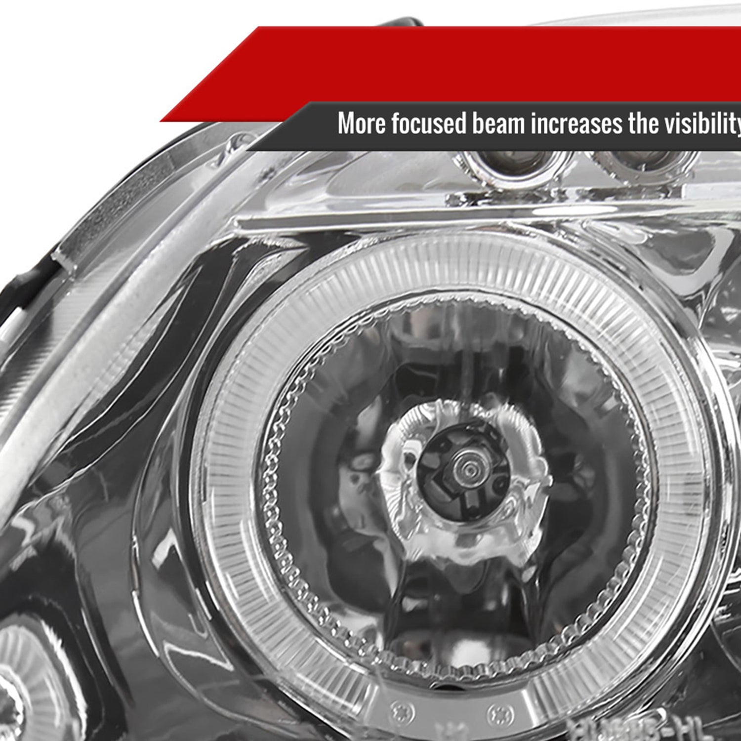 1996-1998 Honda Civic Dual Halo Projector Headlights Chrome/Clear Lens