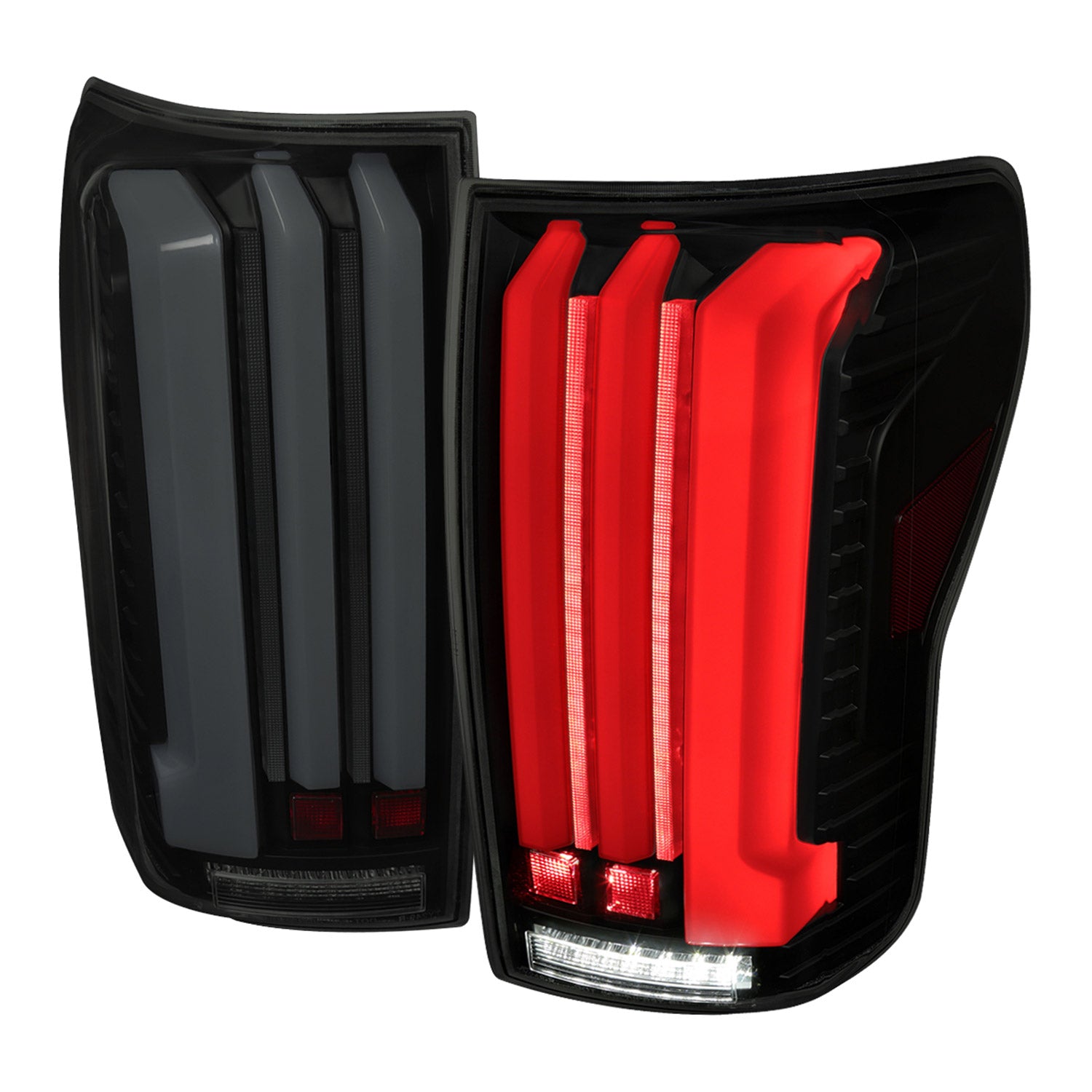 2007-2013 Toyota Tundra Sequential White LED Bar Tail Lights Matte Black/Smoke