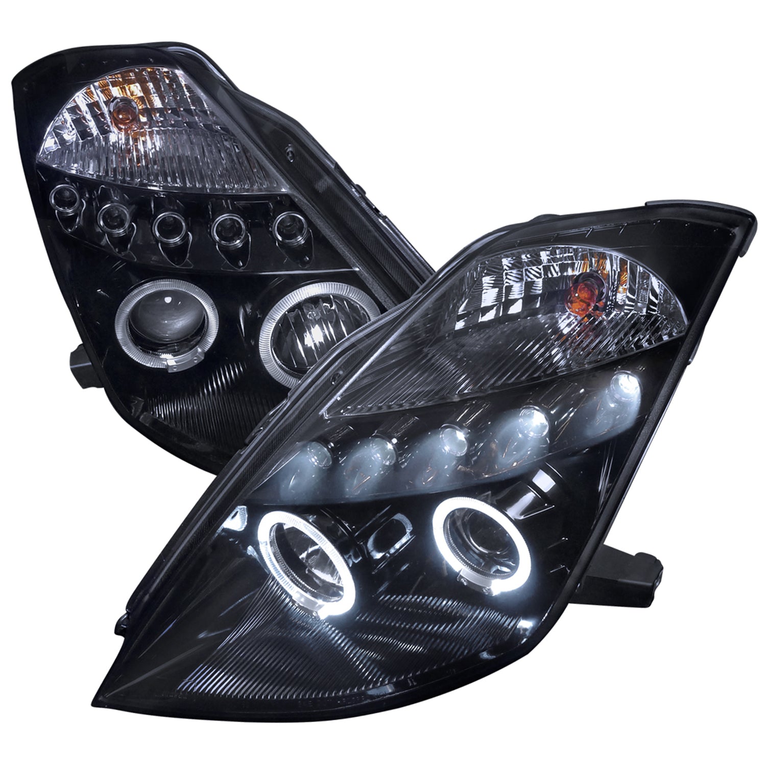 2003-2005 Nissan 350Z Dual Halo Projector Headlights Glossy Black/Smoke Lens
