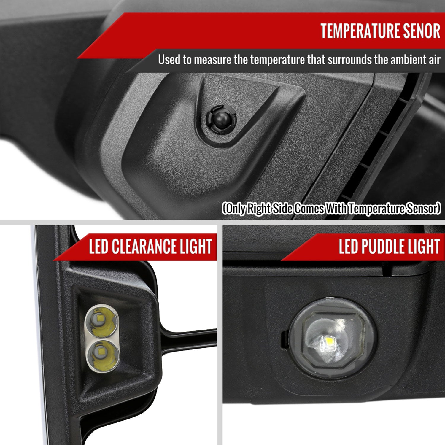 2019-2022 GMC Sierra 1500 Heated Chrome Towing Mirrors Smoke Lens Turn Signal