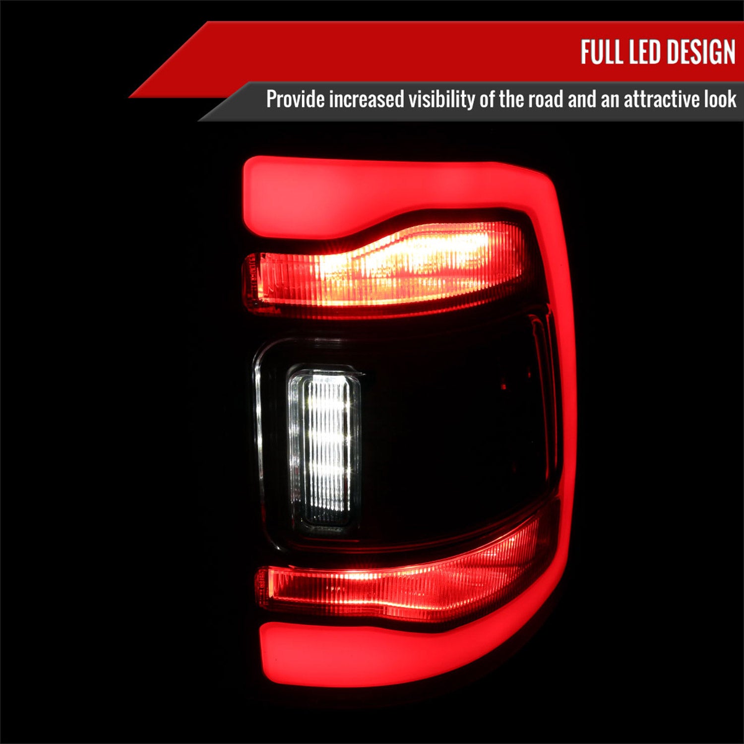 2009-2018 Dodge RAM 1500 2500 3500 Red LED Bar Tail Lights Matt Black/Smoke