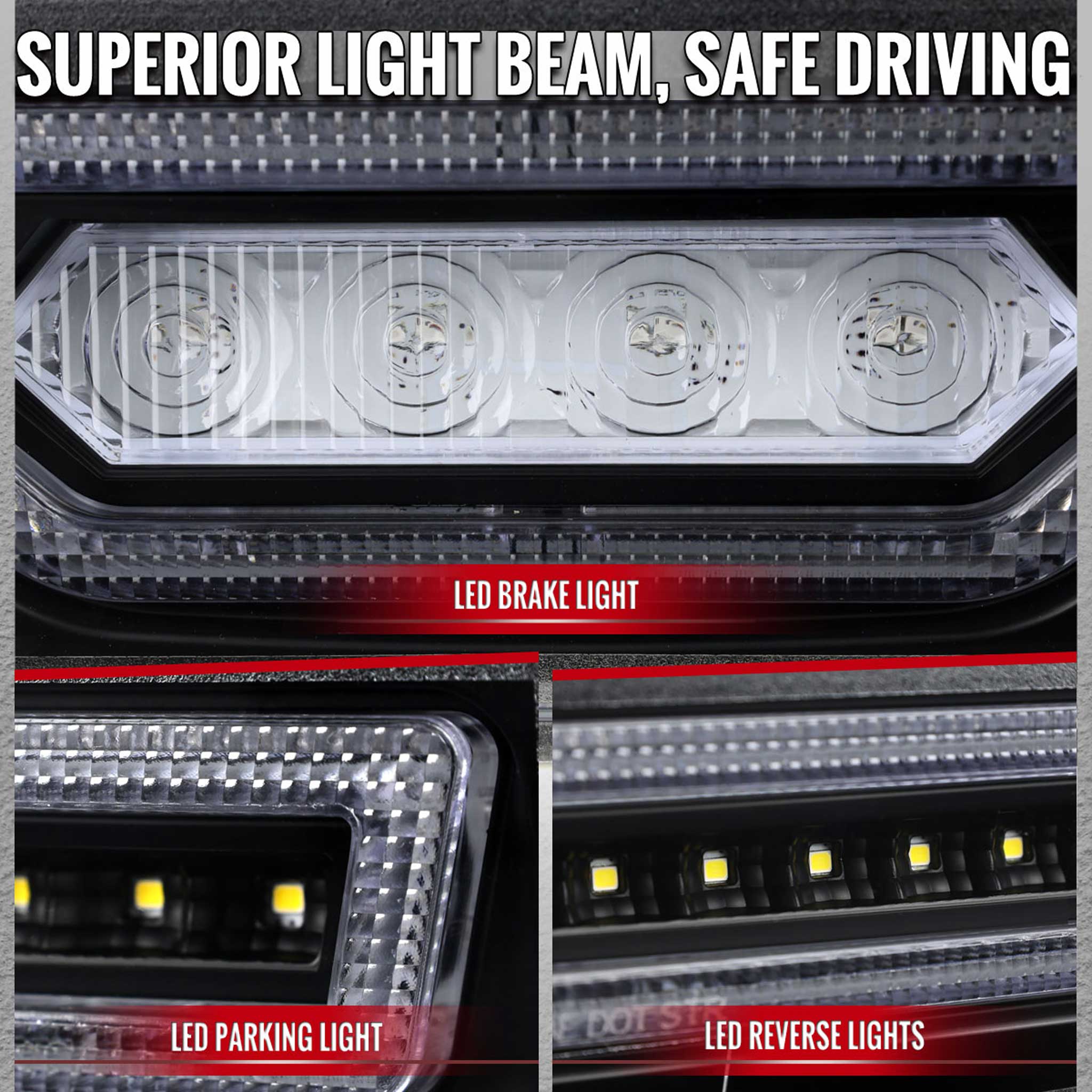 For Toyota GR86 / Subaru BRZ 2022-2024 Rear Bumper Full LED 4th Reverse Tail Brake Light Matte Black Housing Clear Lens