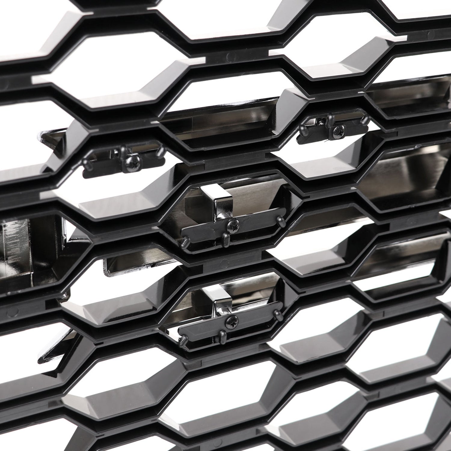 2019-2022 Chevy Silverado 1500 WT Glossy Honeycomb Hood Grille Chrome Trim