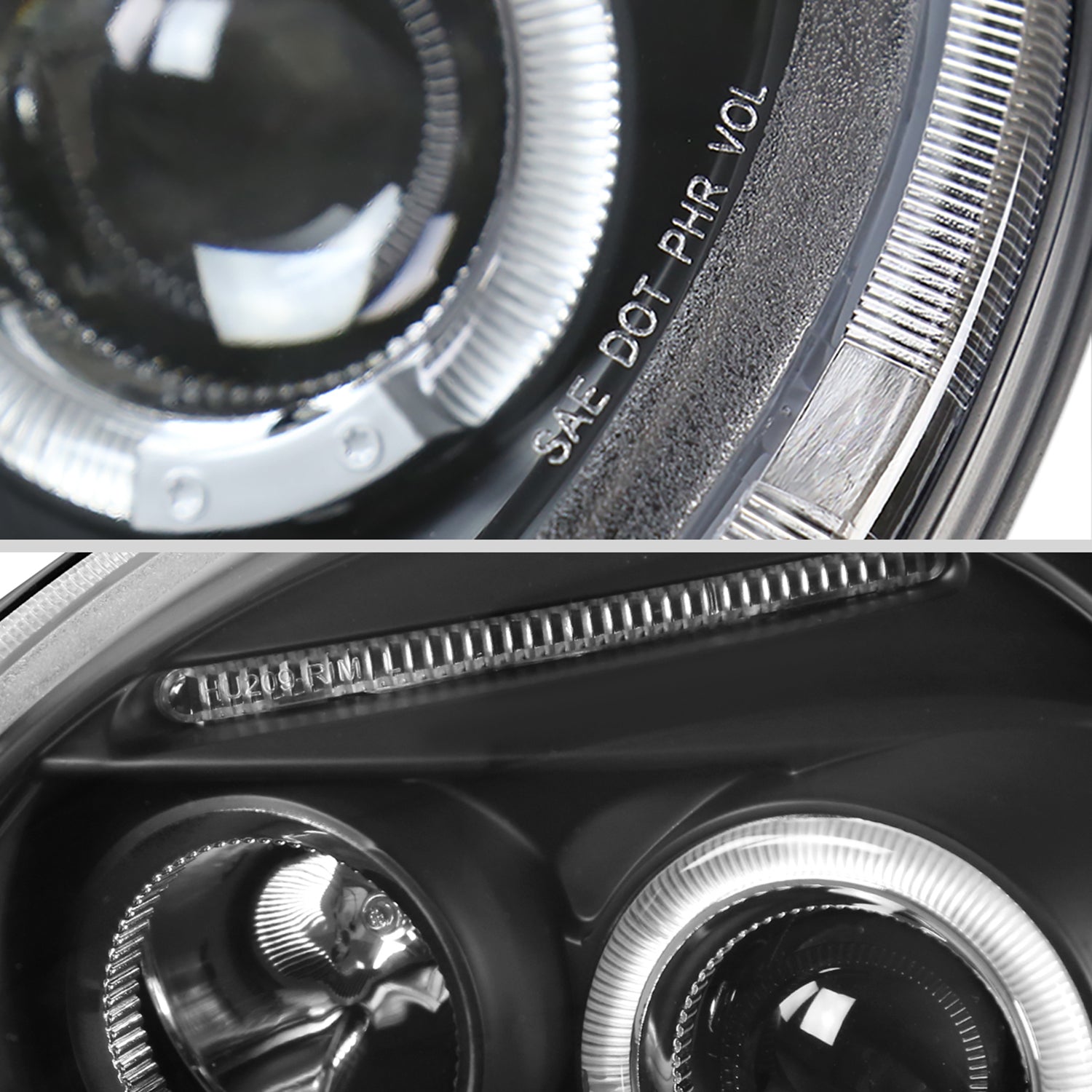 1998-2005 VW Beetle Halo Projector Headlights Matte Black/Clear Lens