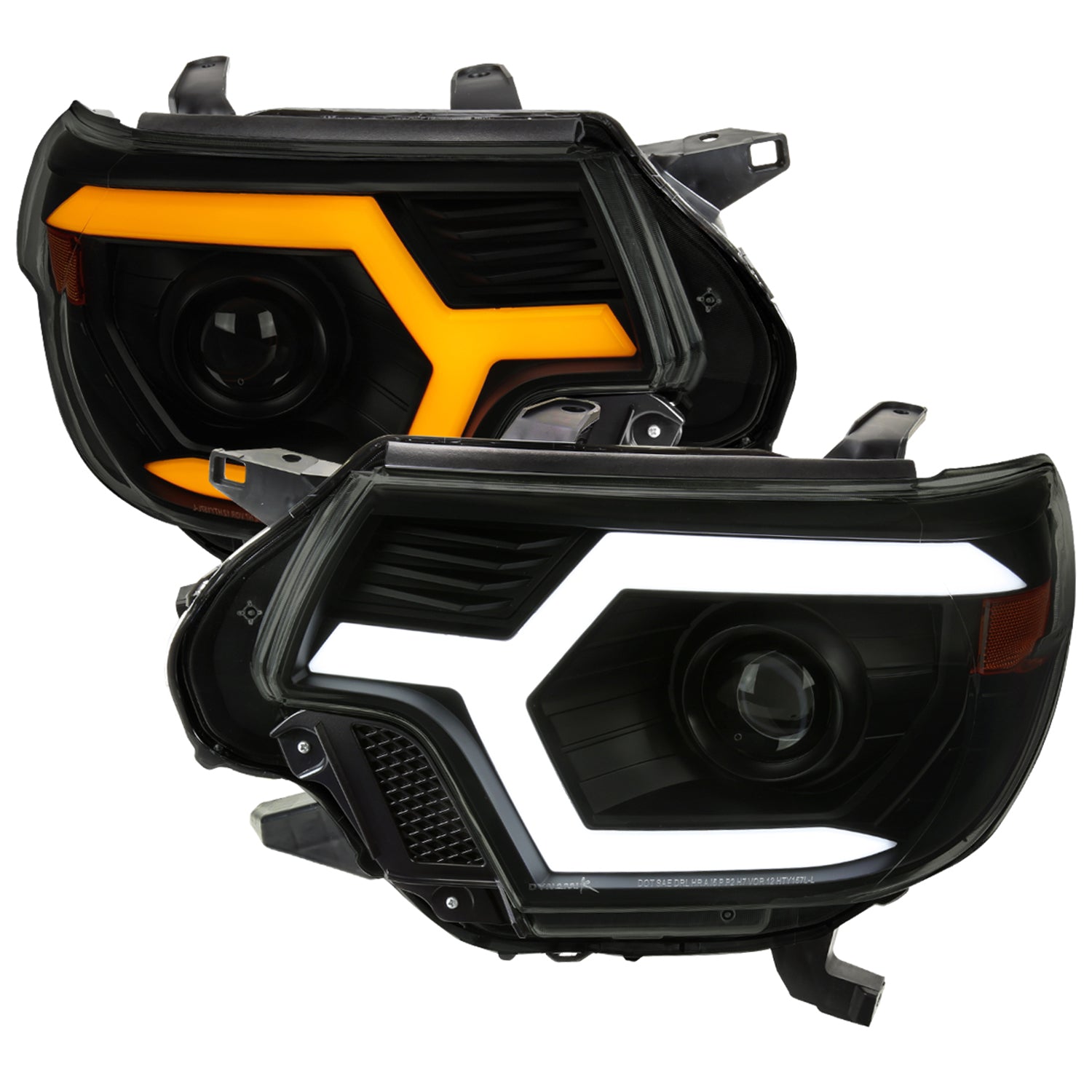 2012-2015 Toyota Tacoma Sequential LED Bar Projector Headlights Matt Smoke