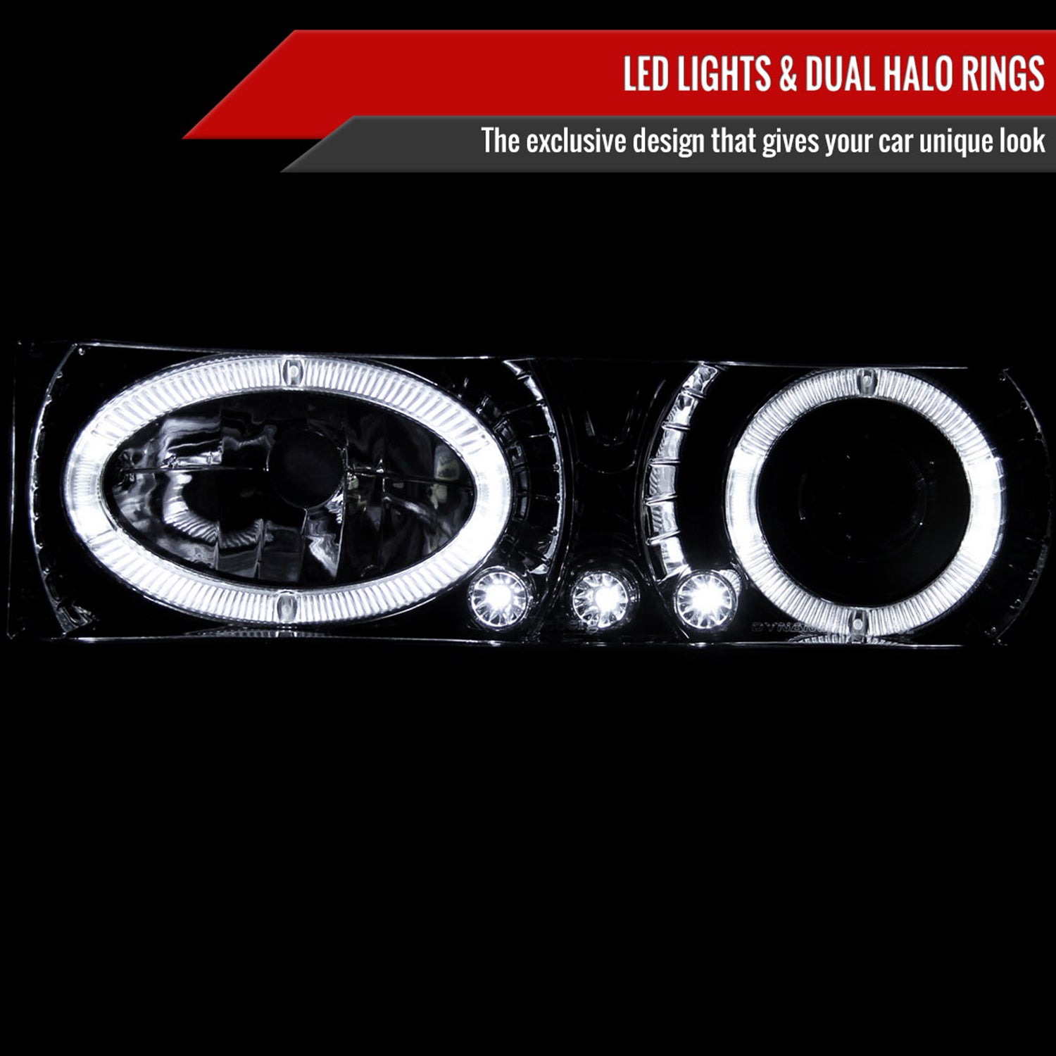 1994-1998 Chevy C/K 1500 2500/Tahoe Dual Halo Headlights &Corner Signal Chrome