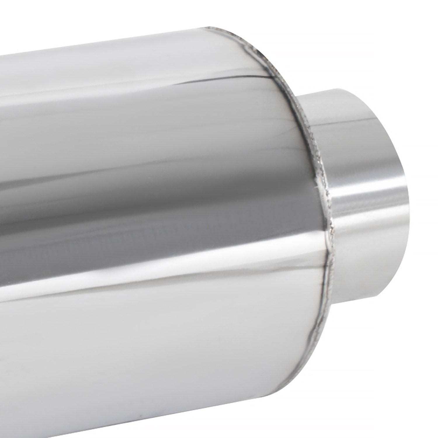 Universal 3" Inlet/4" Outlet S.Steel Spiral Flow Exhaust Muffler w/ Burnt Tip