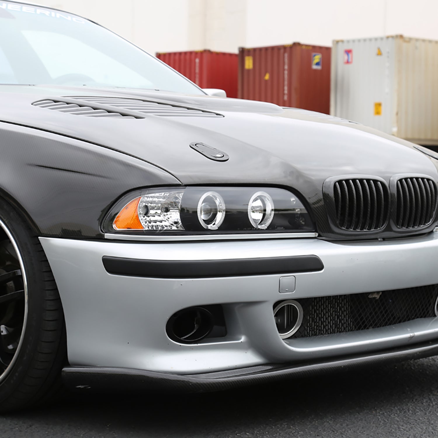 1996-2003 BMW E39 5 Series Dual Halo Projector Headlights Matte Black/Clear