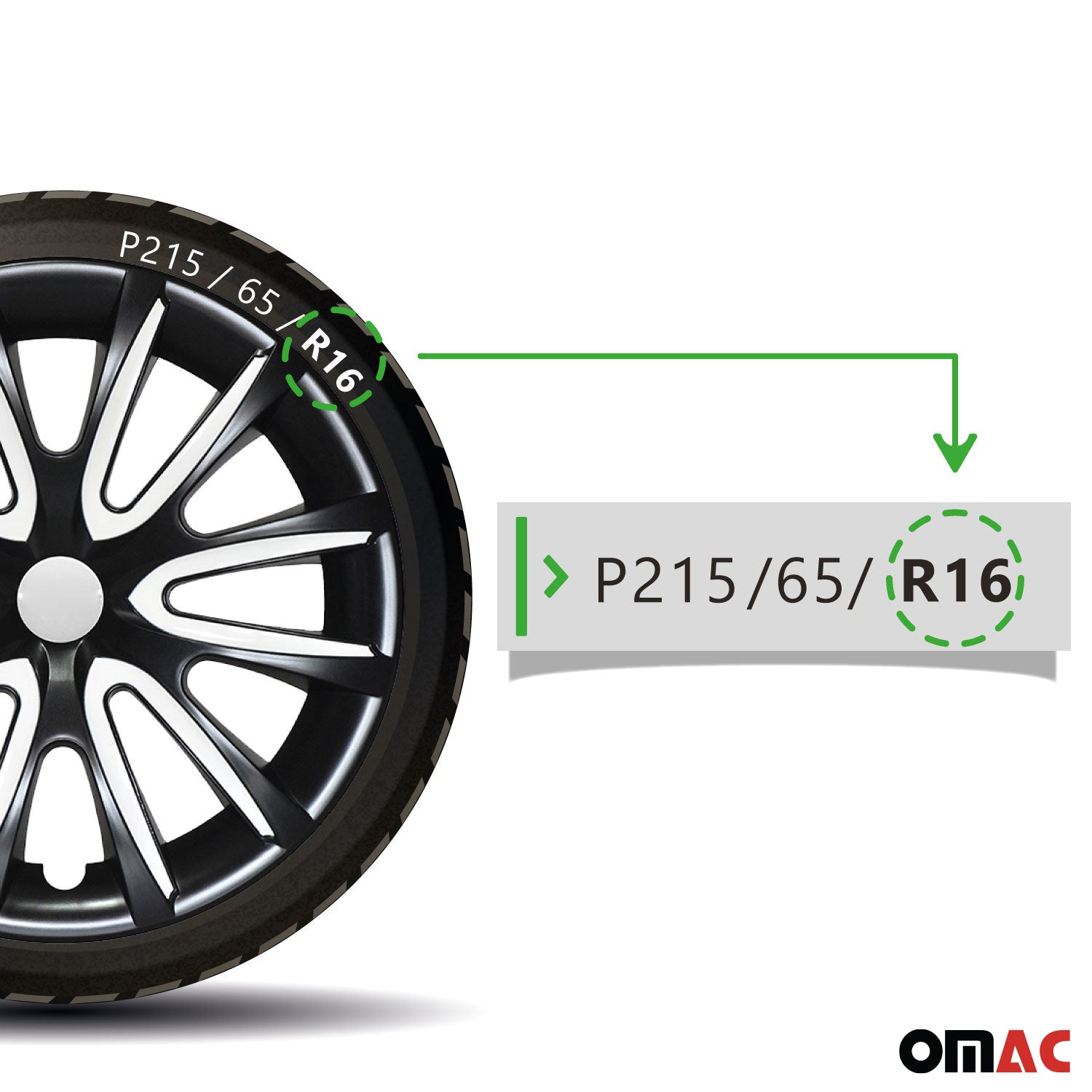 Bicolo Hub Caps Wheel Cover 16" Black & White Full Set 4 pcs.