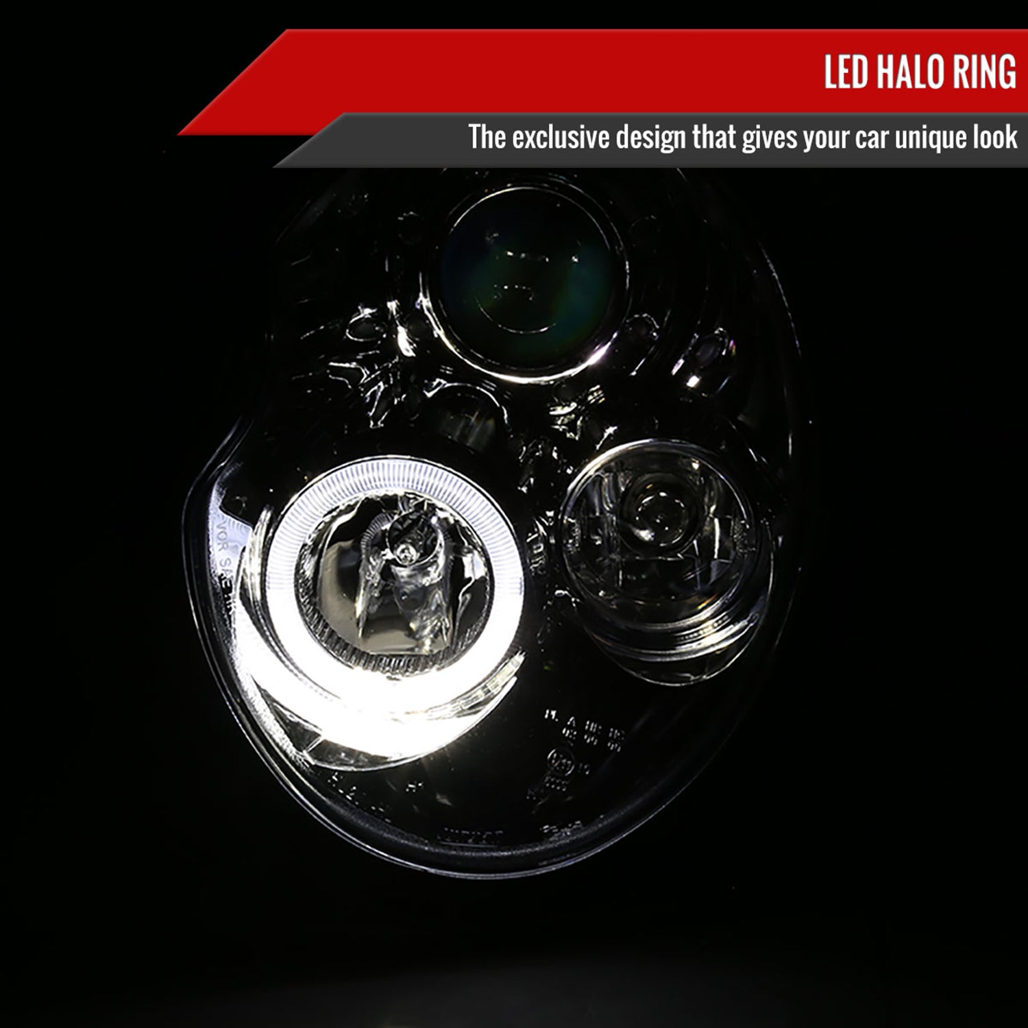 2002-2008 Mini Cooper R50 R53 R52 Single Halo Projector Headlights Chrome