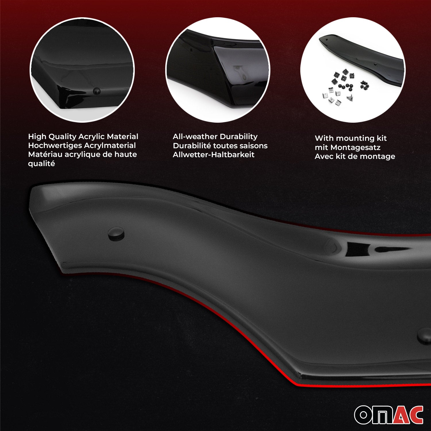 2014-2019 Toyota Land Cruiser Prado J150 Front Bug Shield Hood Deflector Black