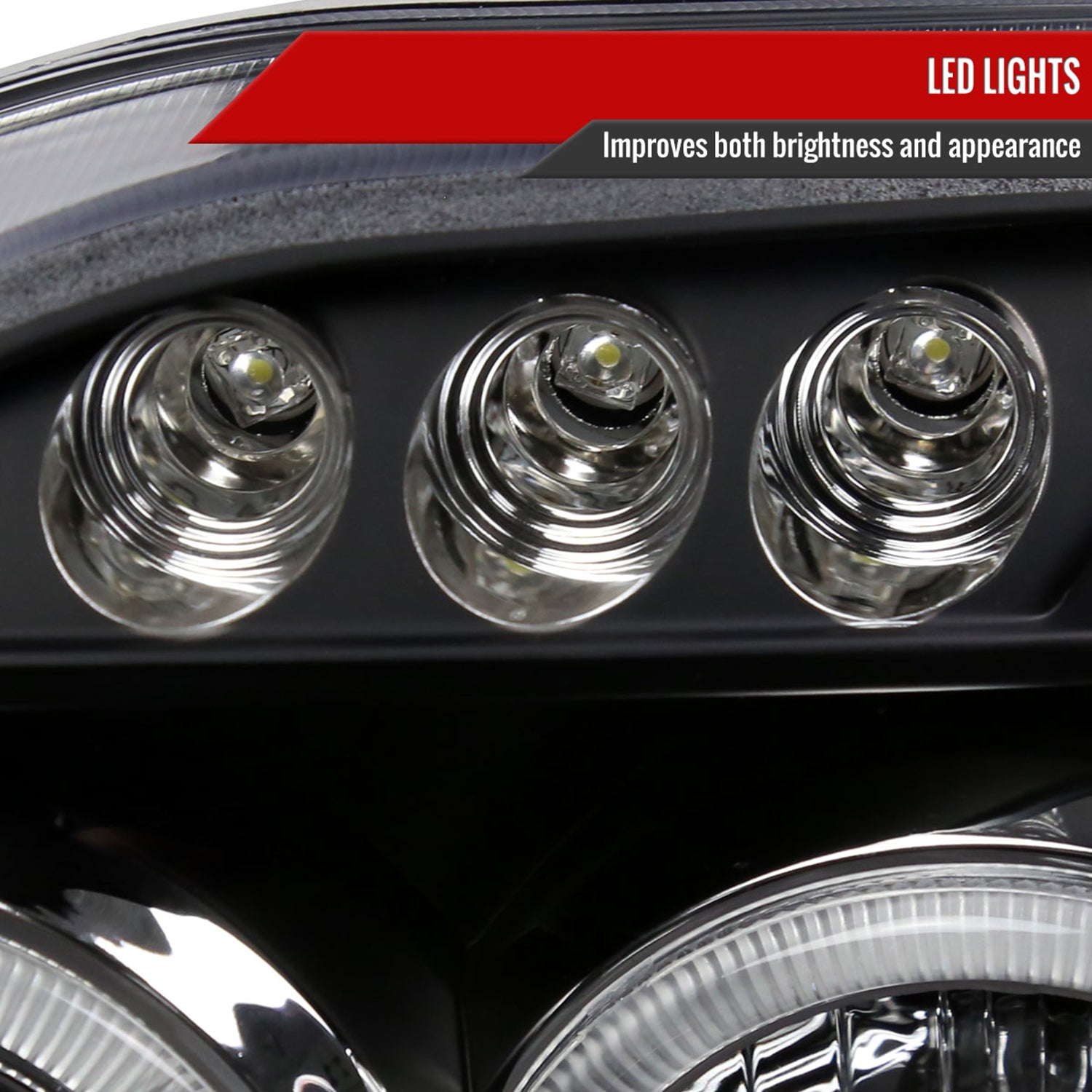 2001-2004 Nissan Frontier Dual Halo Projector Headlights Matte Black/Clear