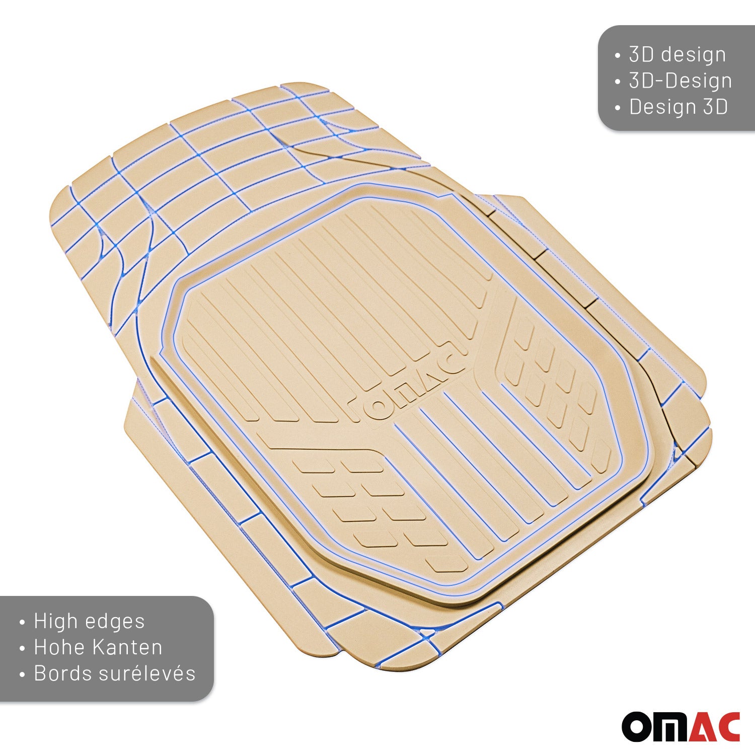 Kia Soul Heavy Duty Trim to fit Floor Mats Liner Tan All Weather 4Pcs
