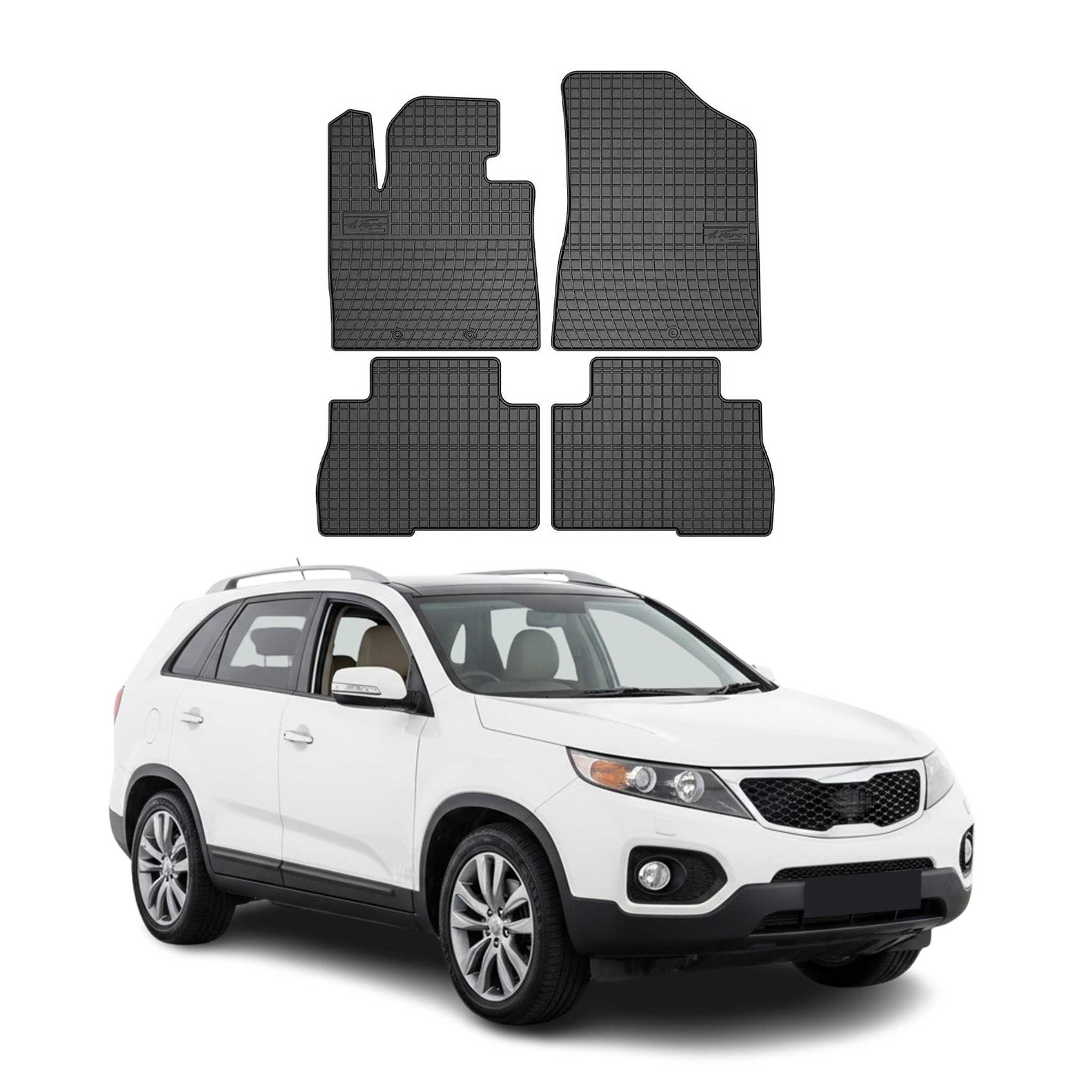 2014-2015 Kia Sorento Floor Mats Liners Full Set All Weather Rubber Black