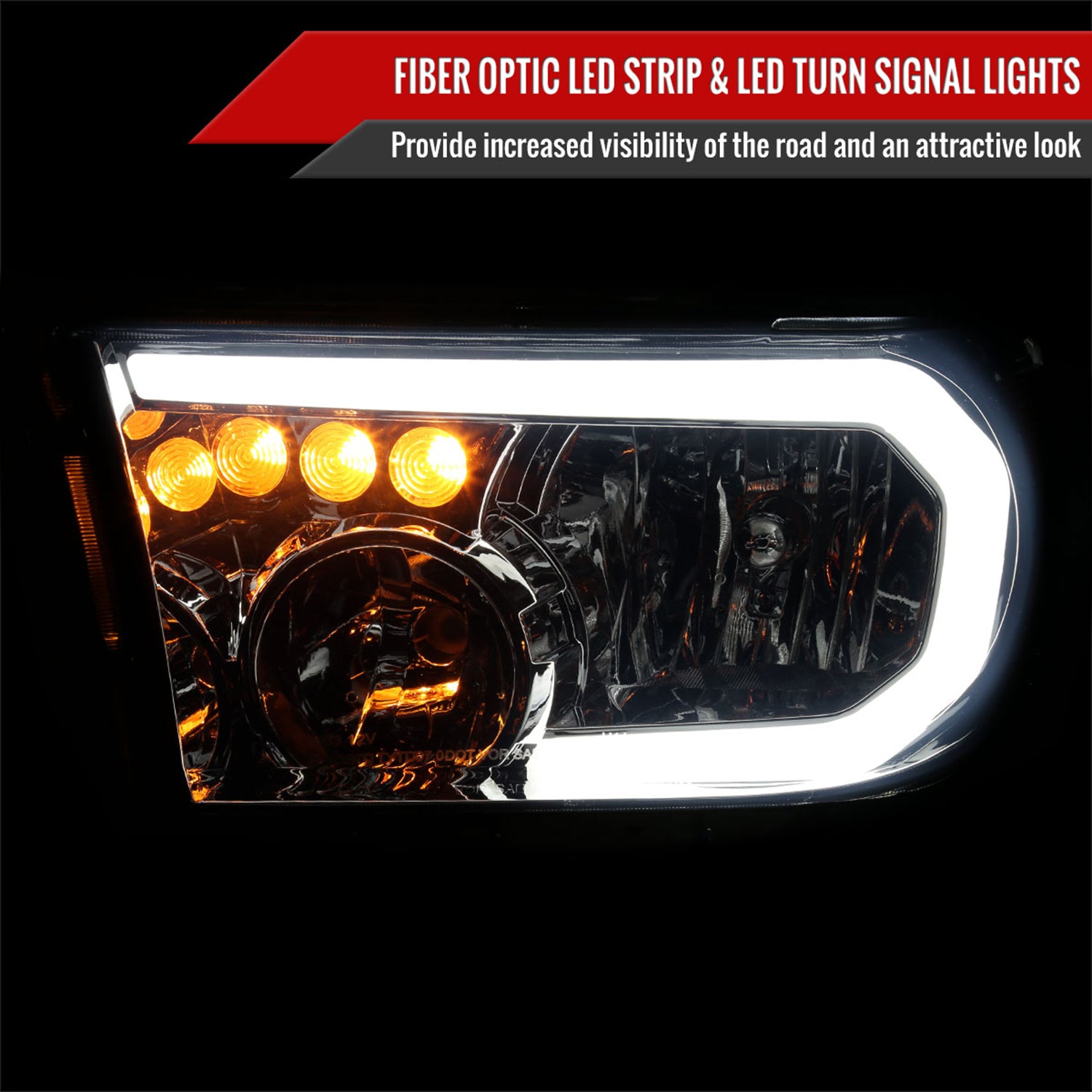 2007-2013 Toyota Tundra/2008-2017 Sequoia LED Tube Factory Headlights Smoke