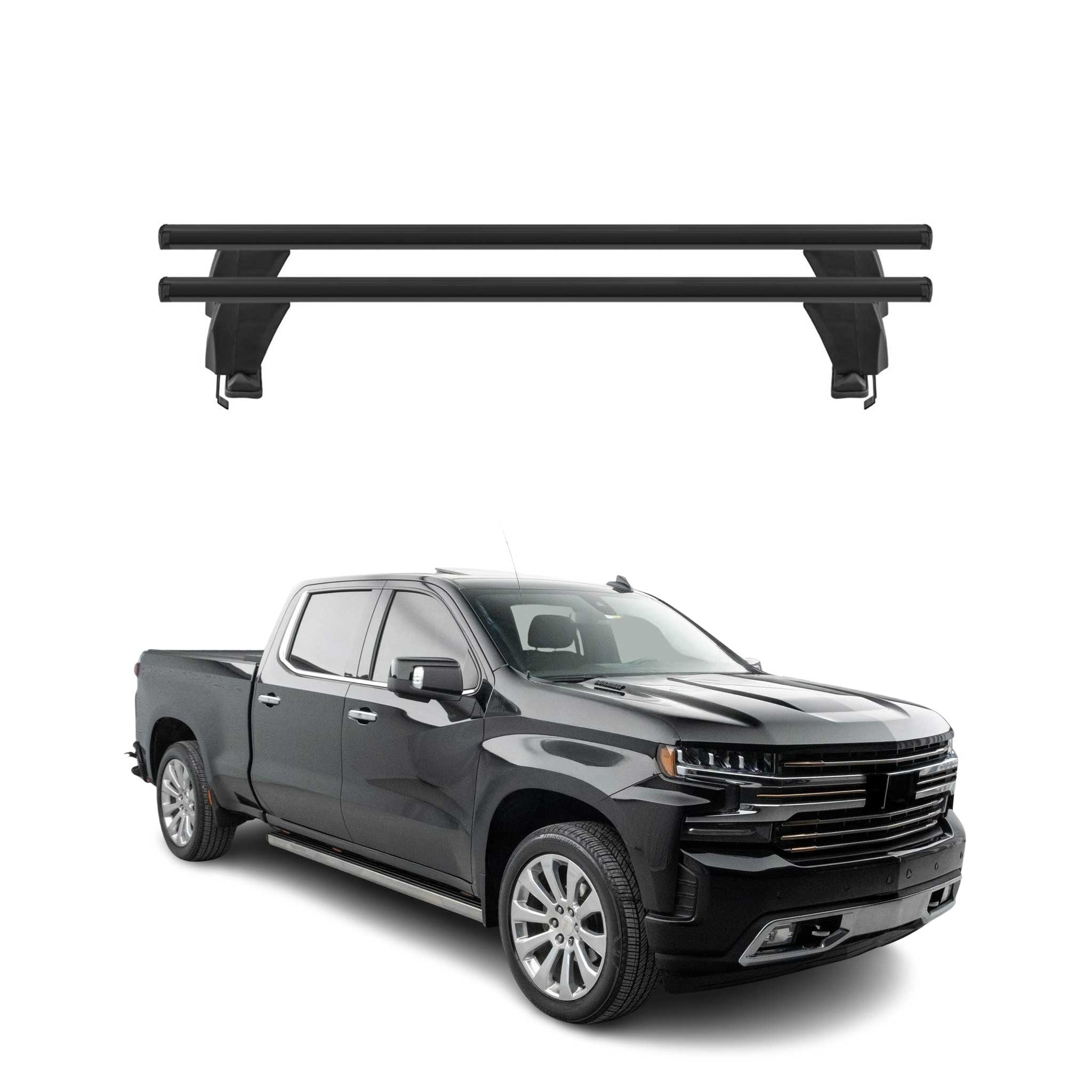 2019-2026 Chevrolet Silverado 1500 2500 Roof Rack Cross Bars Silver