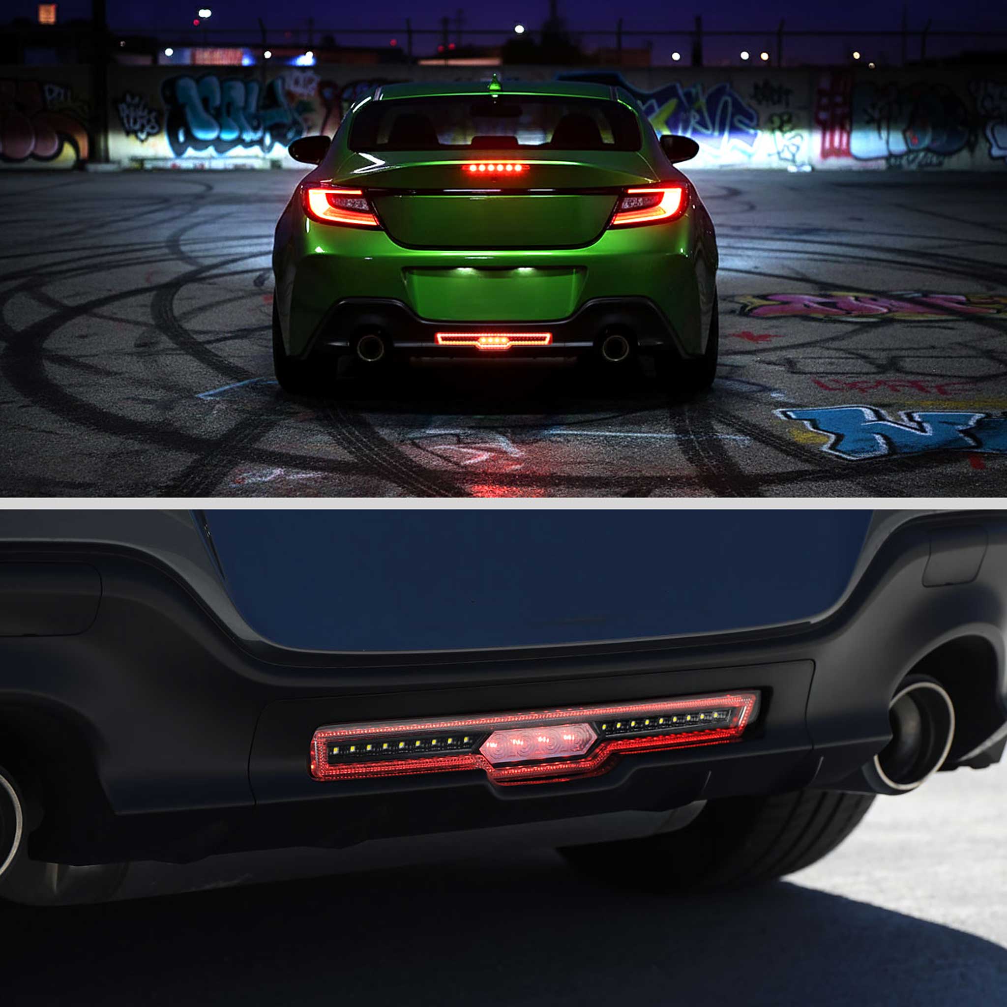 For Toyota GR86 / Subaru BRZ 2022-2024 Rear Bumper Full LED 4th Reverse Tail Brake Light Jet Black Housing Clear Lens