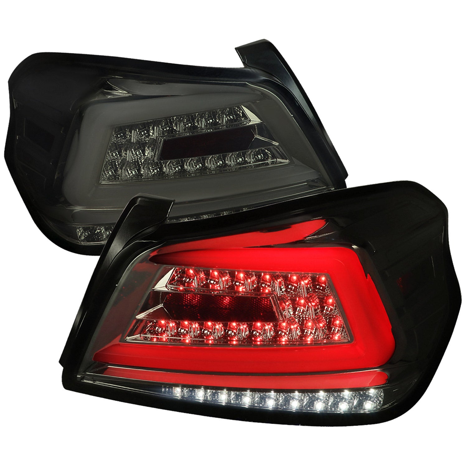 2015-2021 Subaru WRX Sequential White Bar LED Tail Lights Chrome/Smoke Lens