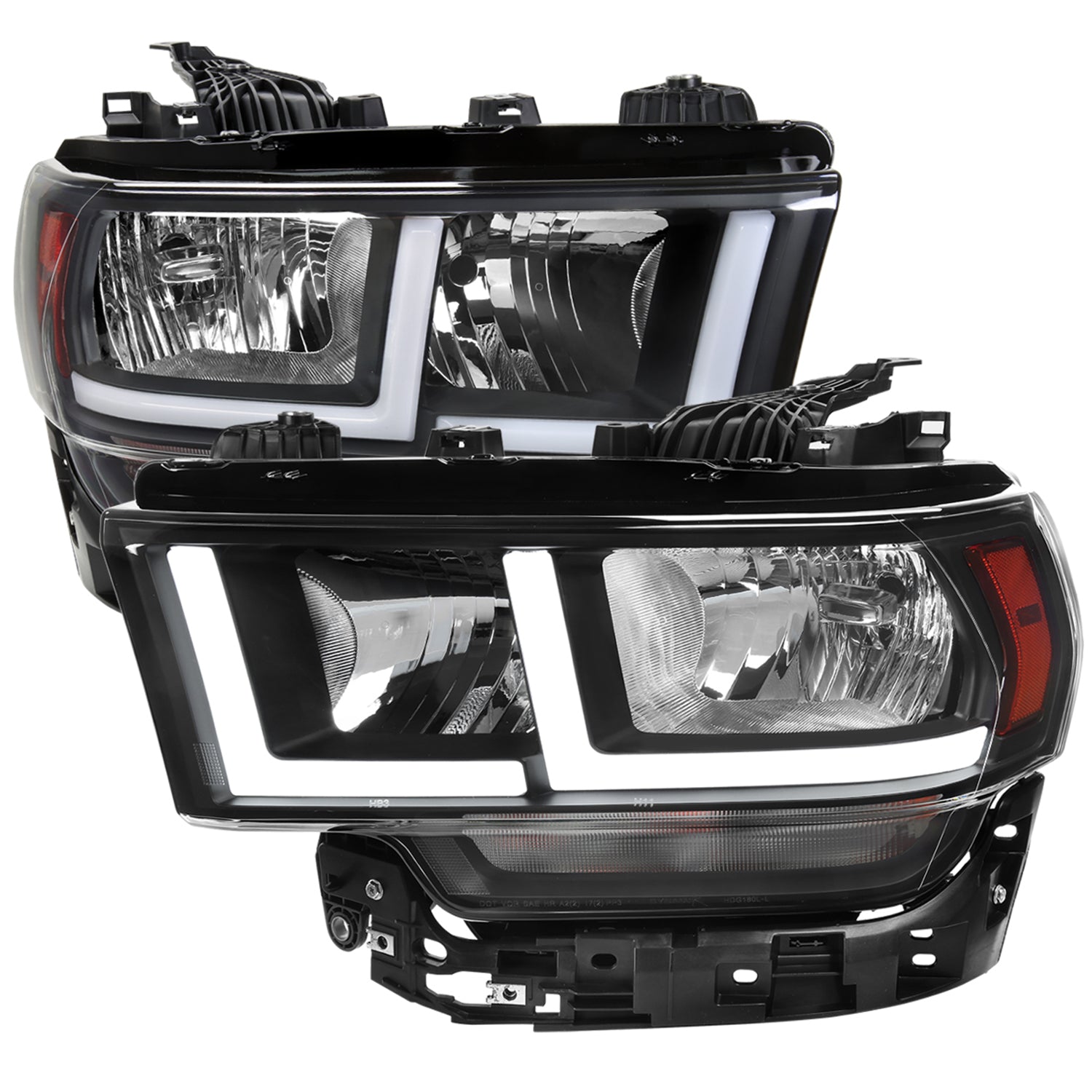 2019-2024 Dodge RAM 2500/3500/4500/5500 LED Bar Factory Headlights Matt Black