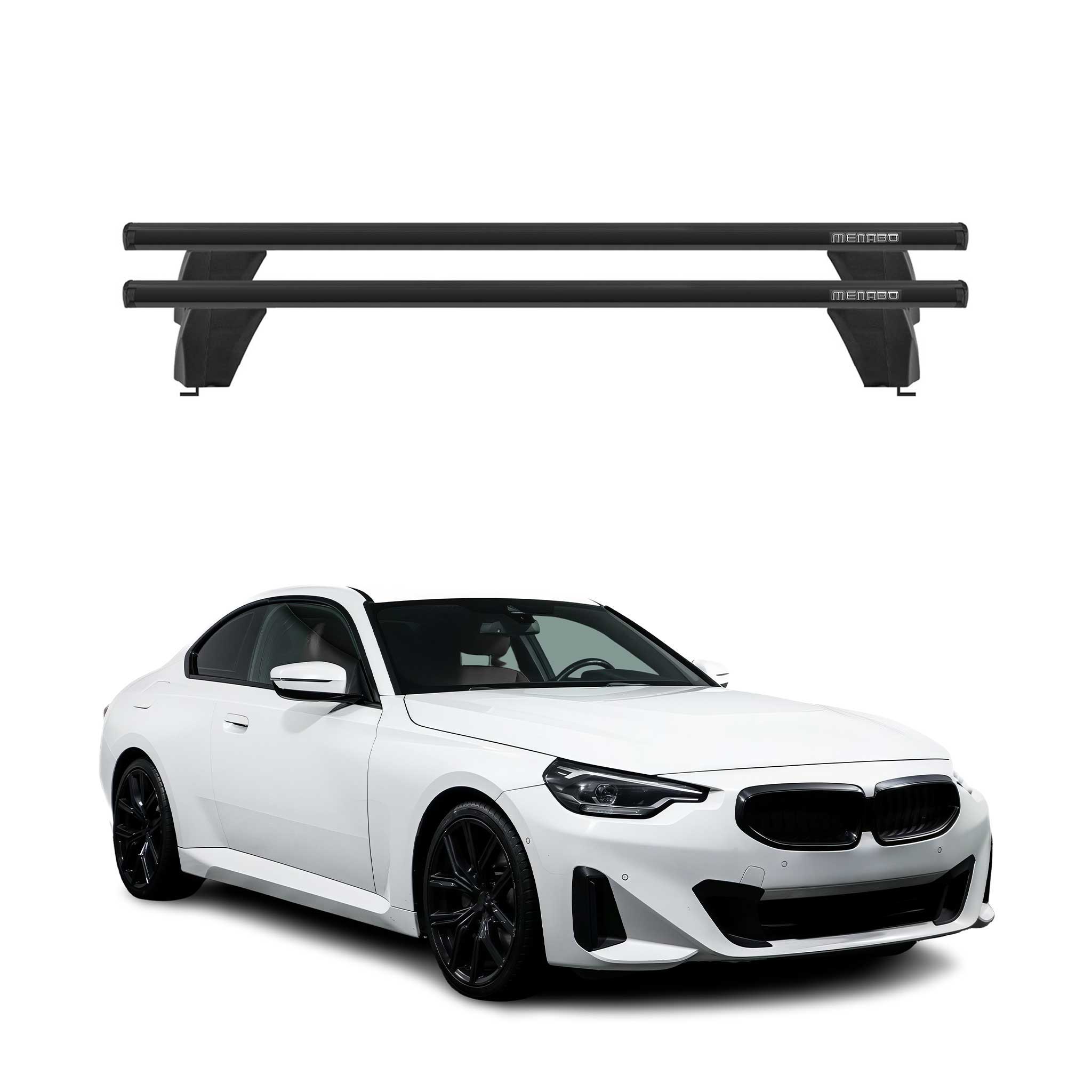 Top Roof Racks Cross Bars fits BMW 2 Series G42 Coupé 2022-26 Black Aluminium 2x