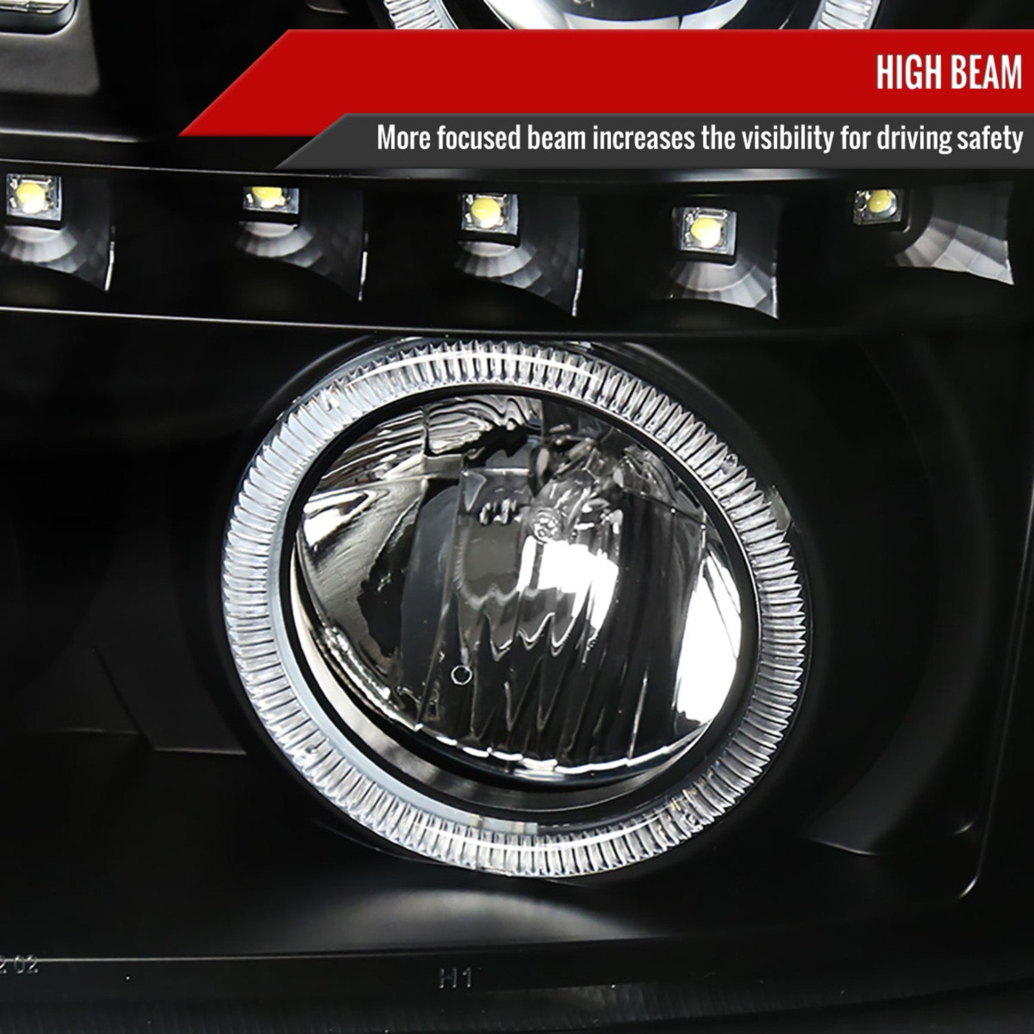 2002-2006 Cadillac Escalade Dual Halo Projector Headlights SMD LED Light Black