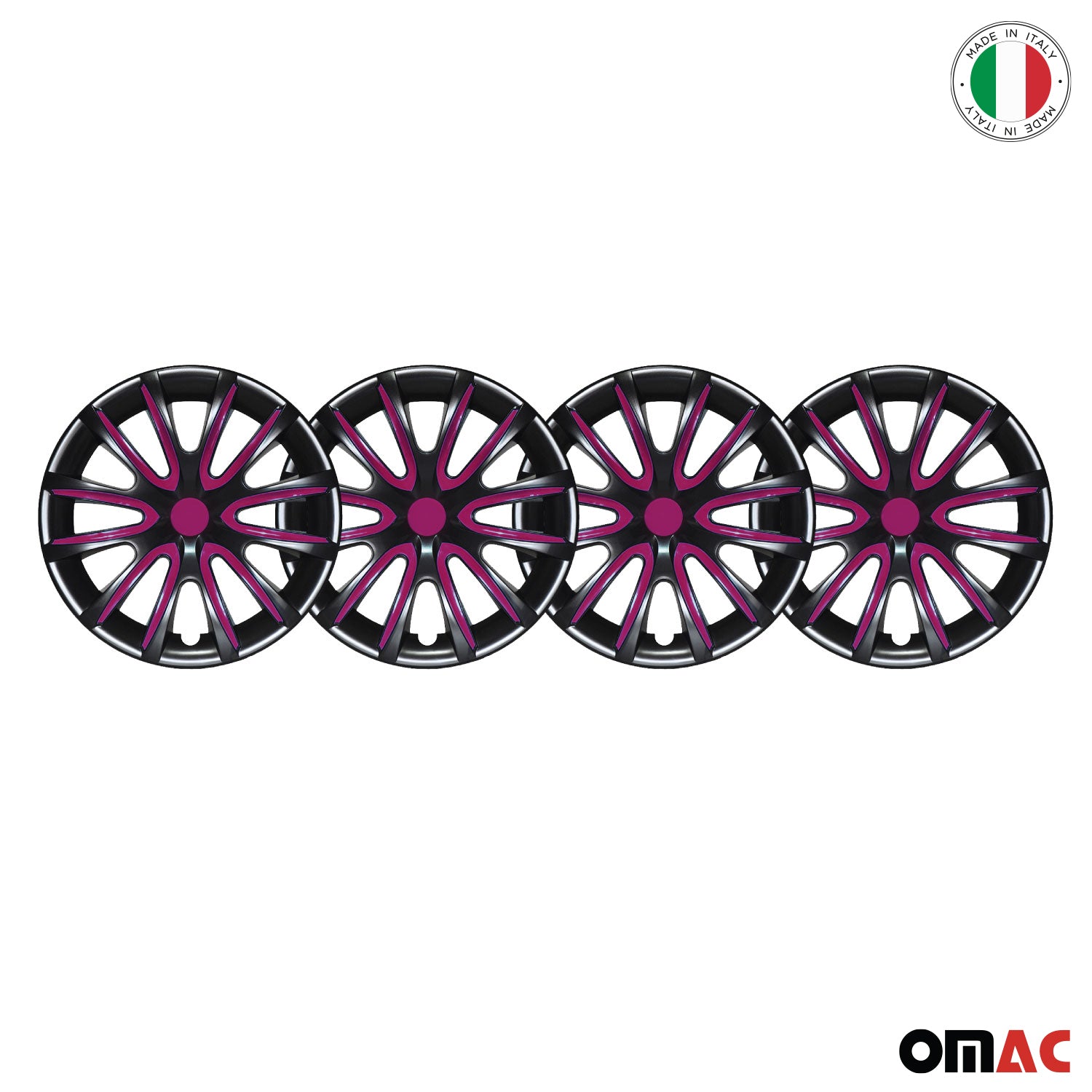 Bicolo Hub Caps Wheel Cover 16" Black & Violet Full Set 4 pcs.