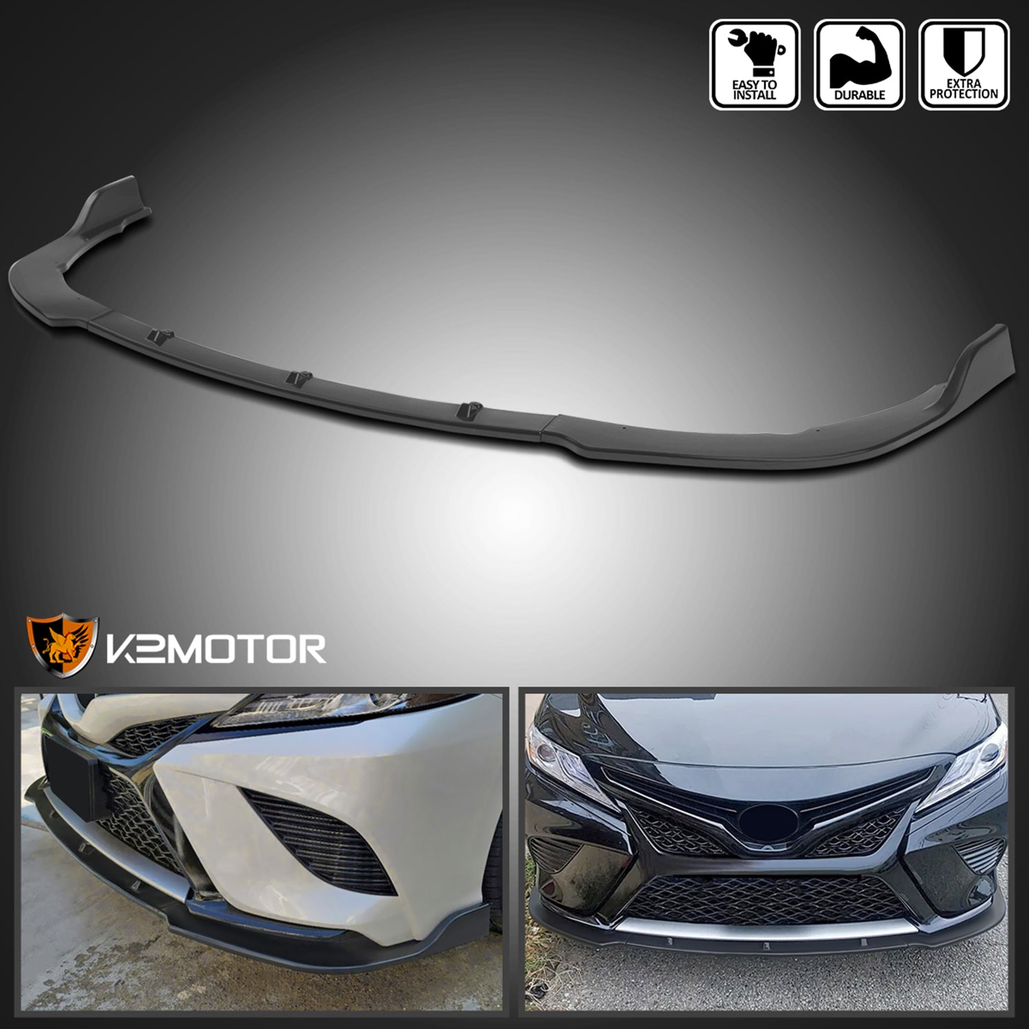 2018-2020 Toyota Camry SE/XSE/LE/XLE Matte Black ABS 3Pcs Bumper Lip