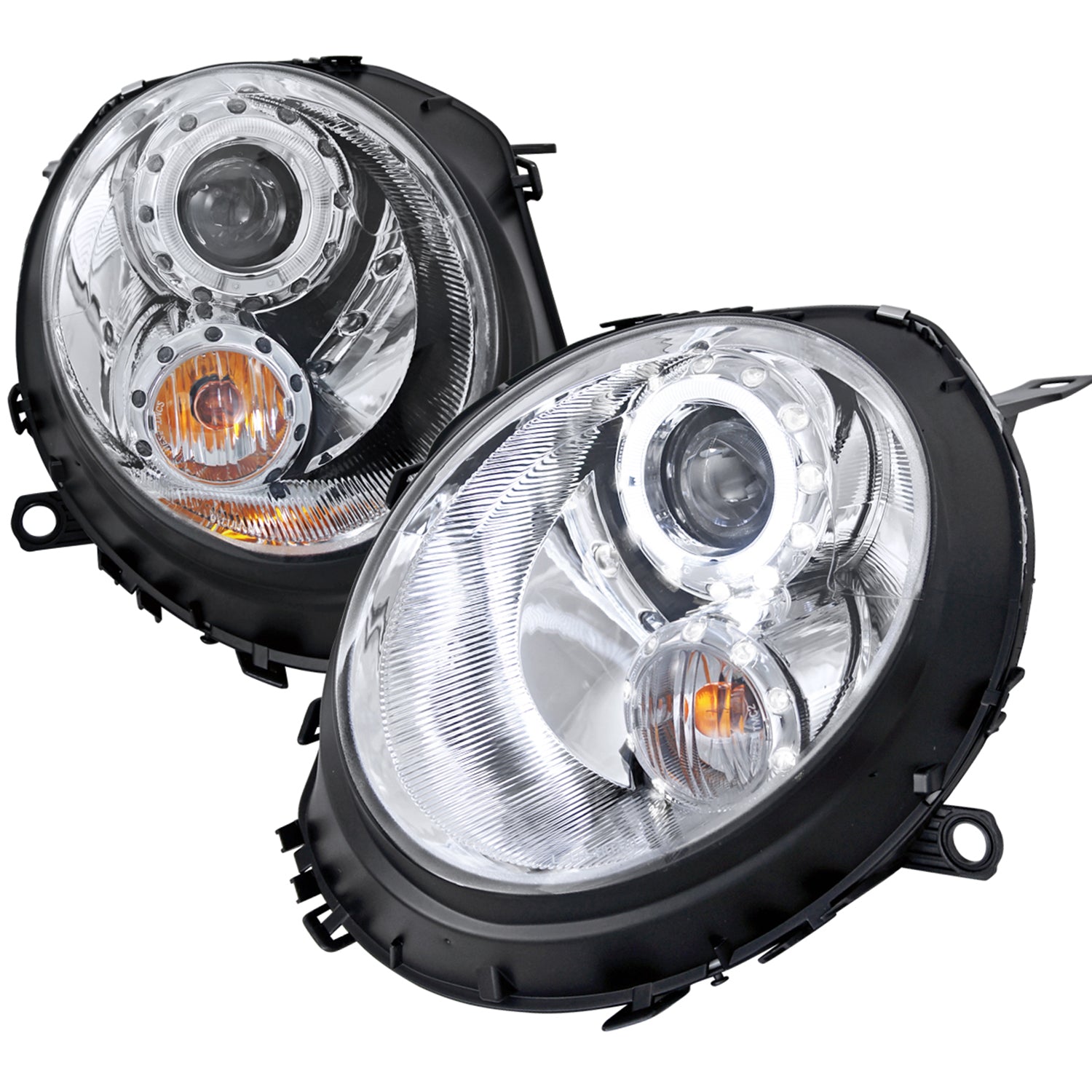 2007-2015 Mini Cooper R55 R56 R57 R58 R59 Single Halo Headlights Chrome