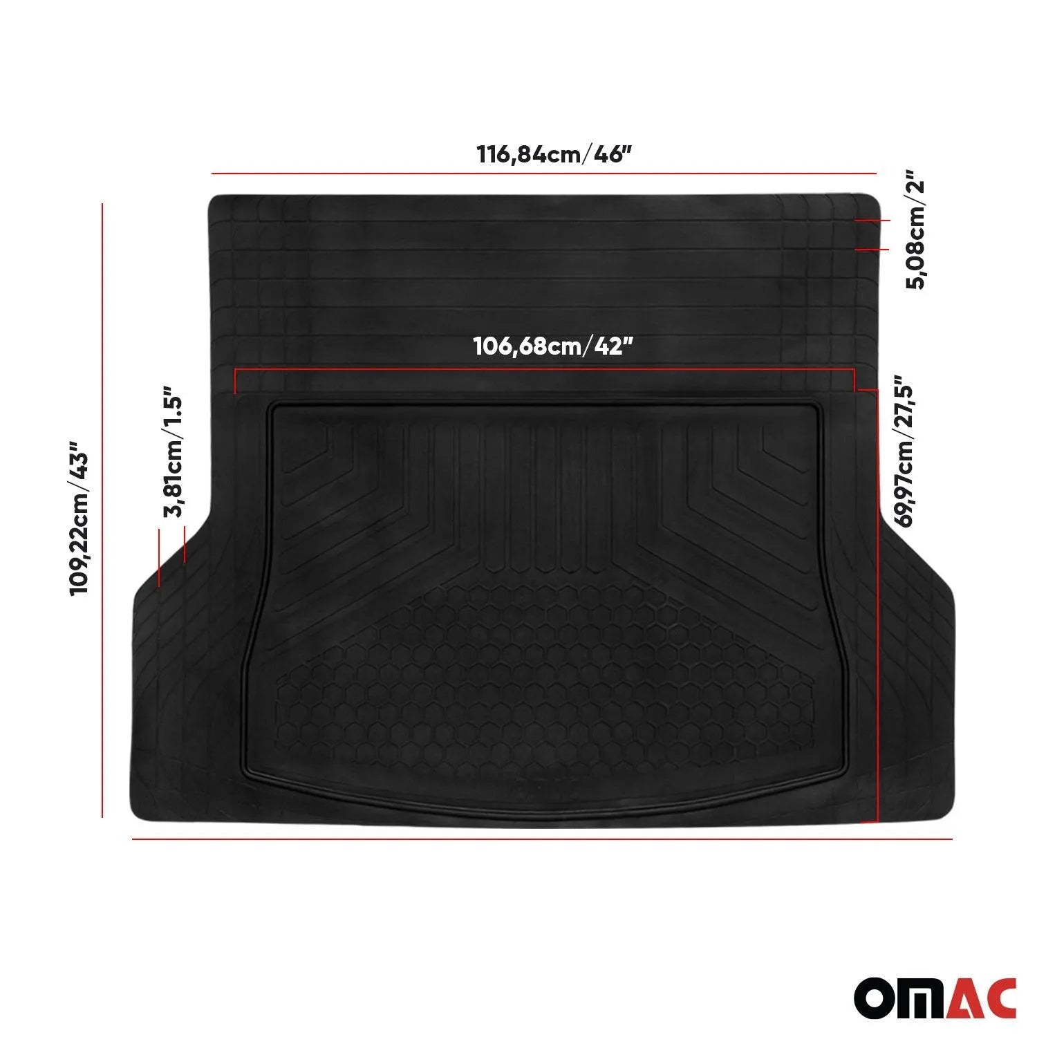 2000-2026 BMW X5 E53 E70 F15 F85 G05 Semi-Custom fit Cargo Mat Liner Waterproof Rubber Black 1Pc