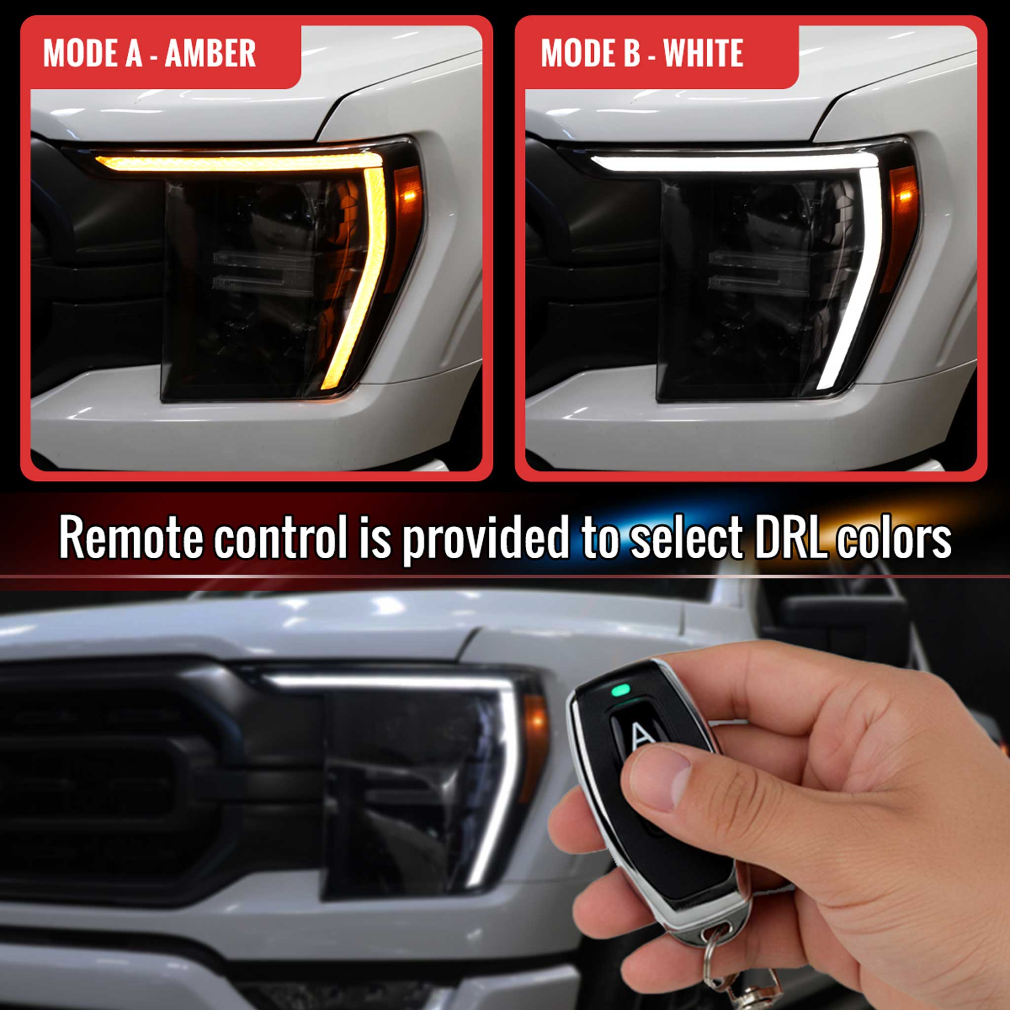 For Ford F-150 2021-2023 Full LED Headlights Sequential DRL Chrome Housing Clear Lens Factory Fit