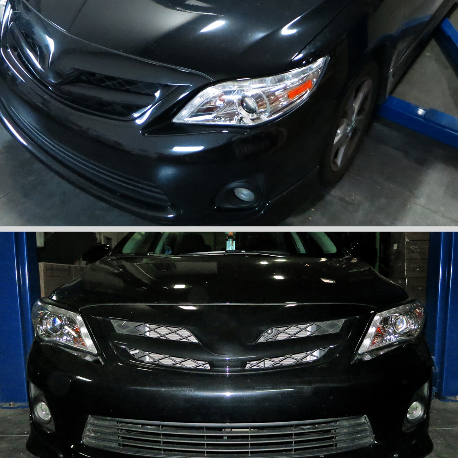2011-2013 Toyota Corolla Projector Headlights w/ LED Light Strip Chrome/Clear