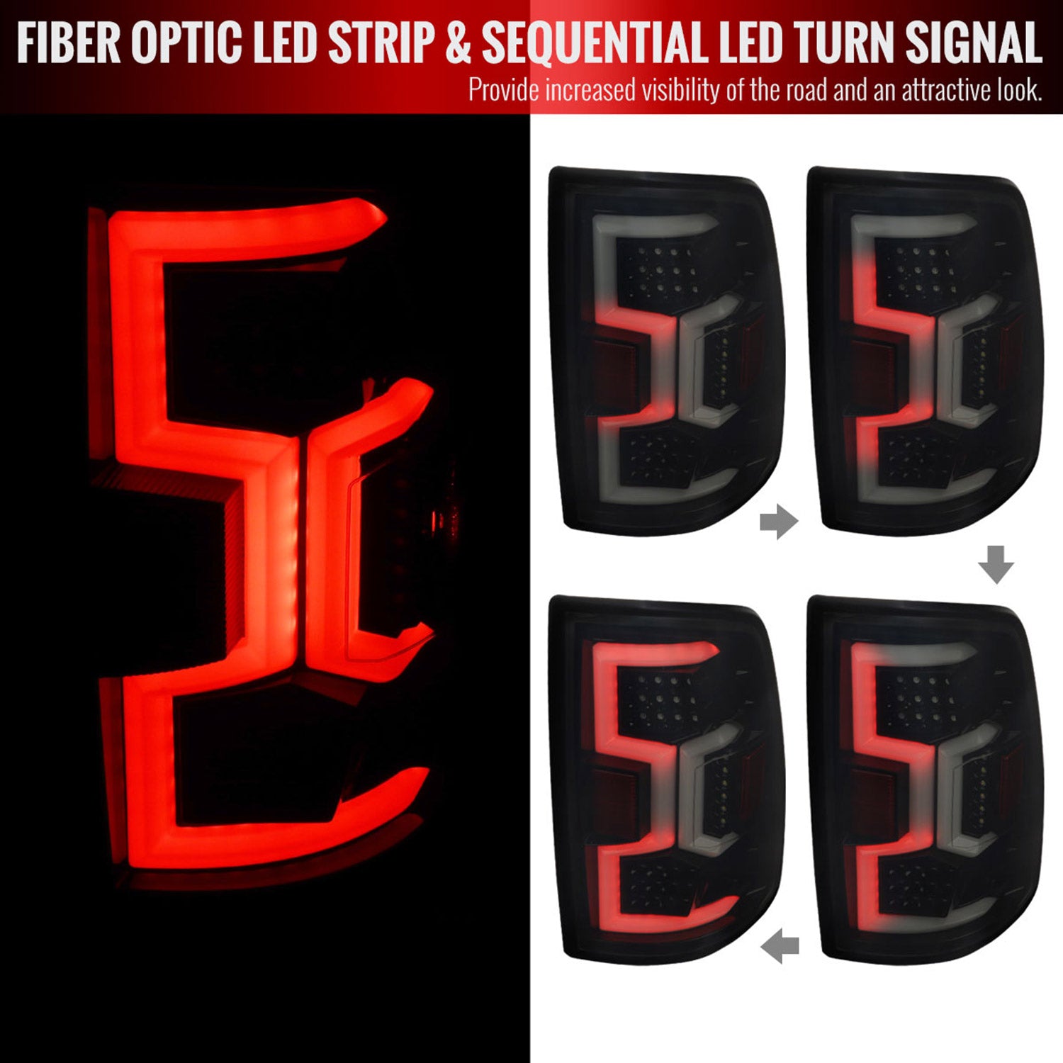 2019-2024 Dodge RAM 2500/3500 LED Signal Tail Lights Glossy Black/Dark Smoke