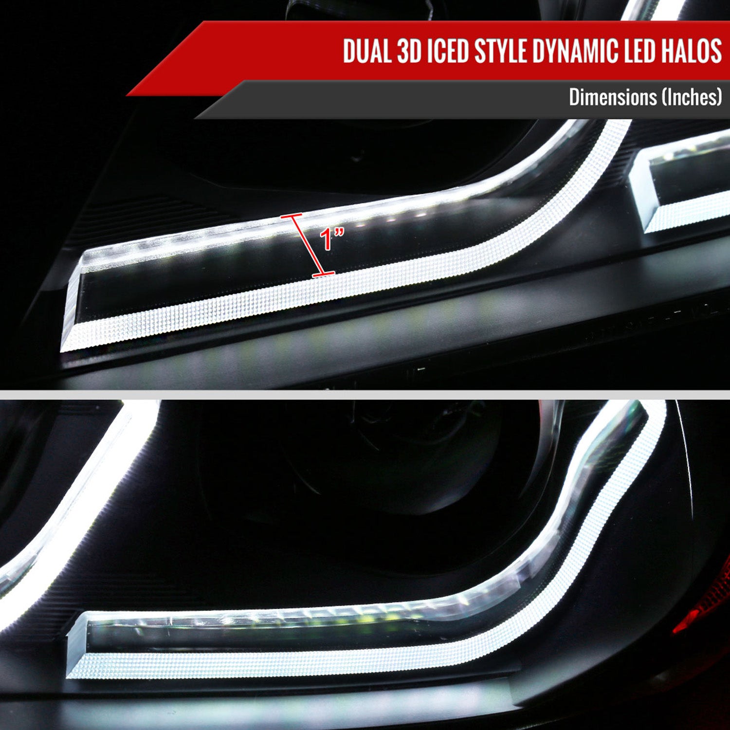 2006-2011 BMW E90 3 Series Sedan 3D Iced LED Dual Projector Headlights Smoke