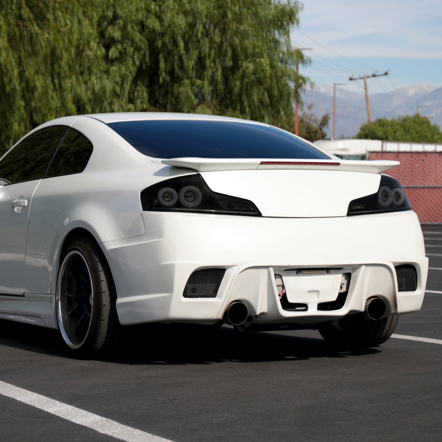 2003-2007 Infiniti G35 Coupe White LED Halo Signal Tail Light Matt Black/Smoke